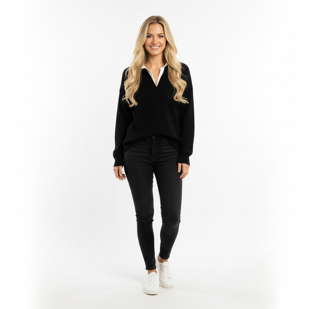 CAMISOLA CAMISA JS MILLENIUM BRANCO PRETO GOLA CAMISA FAKE BOTÕES MANGA CUMPRIDA