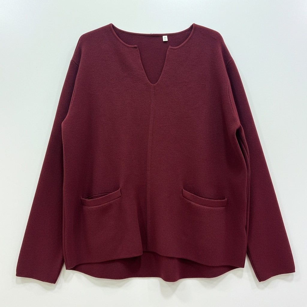 CAMISOLA VINCEOTTO BORDO DECOTE EM BICO MANGA CUMPRIDA BOLSO DUPLO FRONTAL