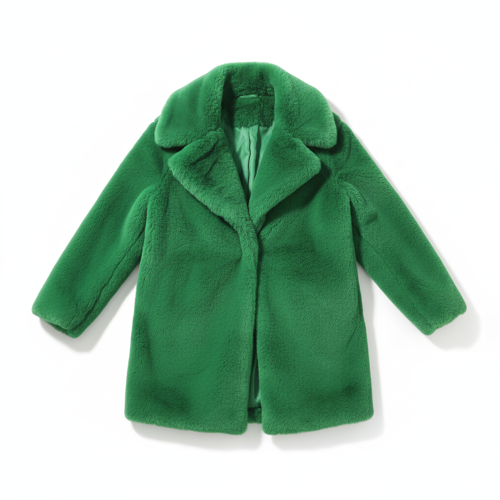 CASACO MIA MIA PELUCHE TEDDY MÉDIO VERDE VELUDO PELOS BOTÕES DE PRESSÃO BOLSOS