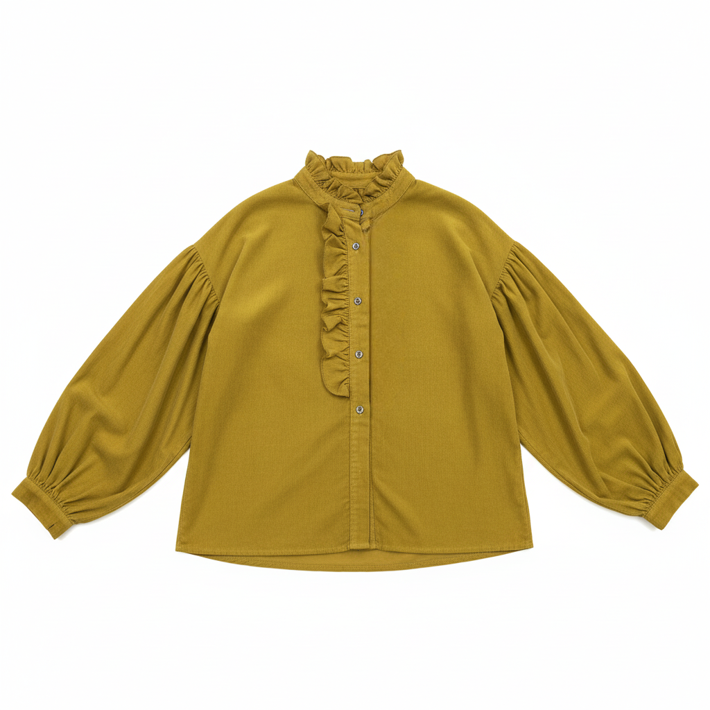CAMISA CAMILLE FRANCE VERDE GOLA DRAPEADO MANGA CUMPRIDA BOTÕES DETALHE DRAPEADO