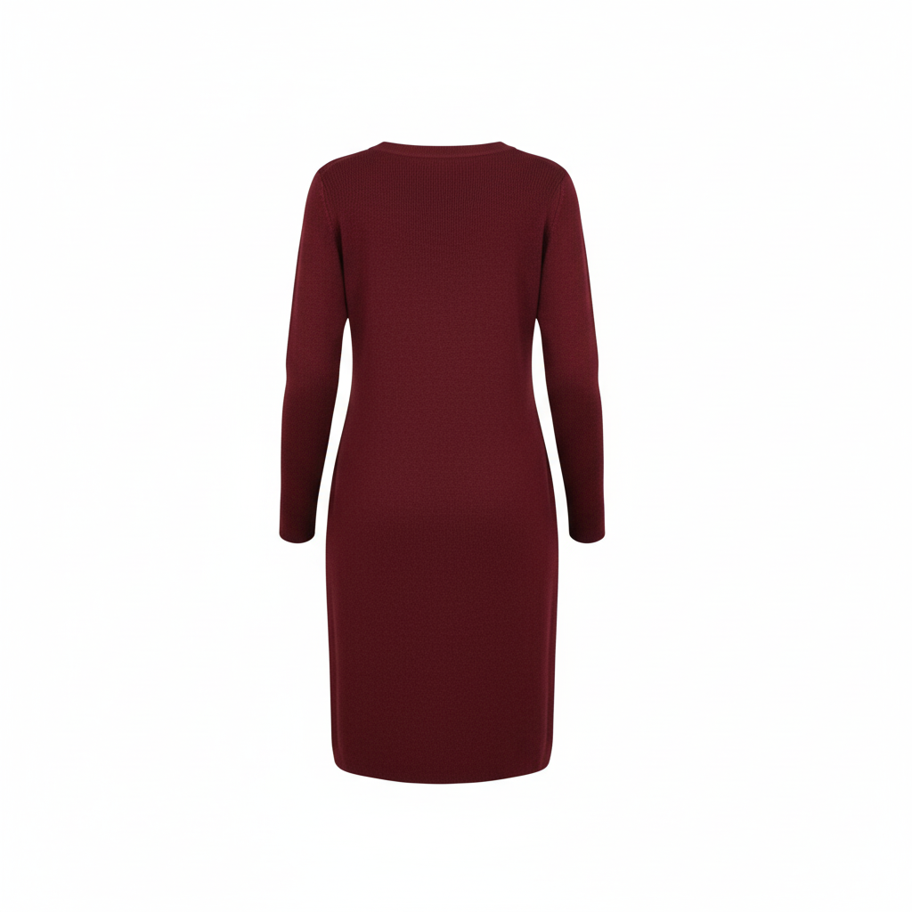 VESTIDO SINAIS VISIVEIS BORDO MANGA CUMPRIDA APLICAÇÕES BOTÕES LATERAL