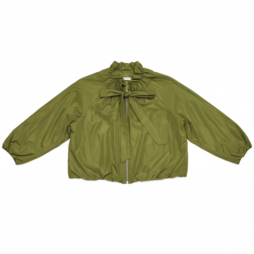 CASACO CAMILLE FRANCE VERDE IMPERMEAVEL LAÇO AMARRAÇÃO ZIPER PRATA BOLSOS