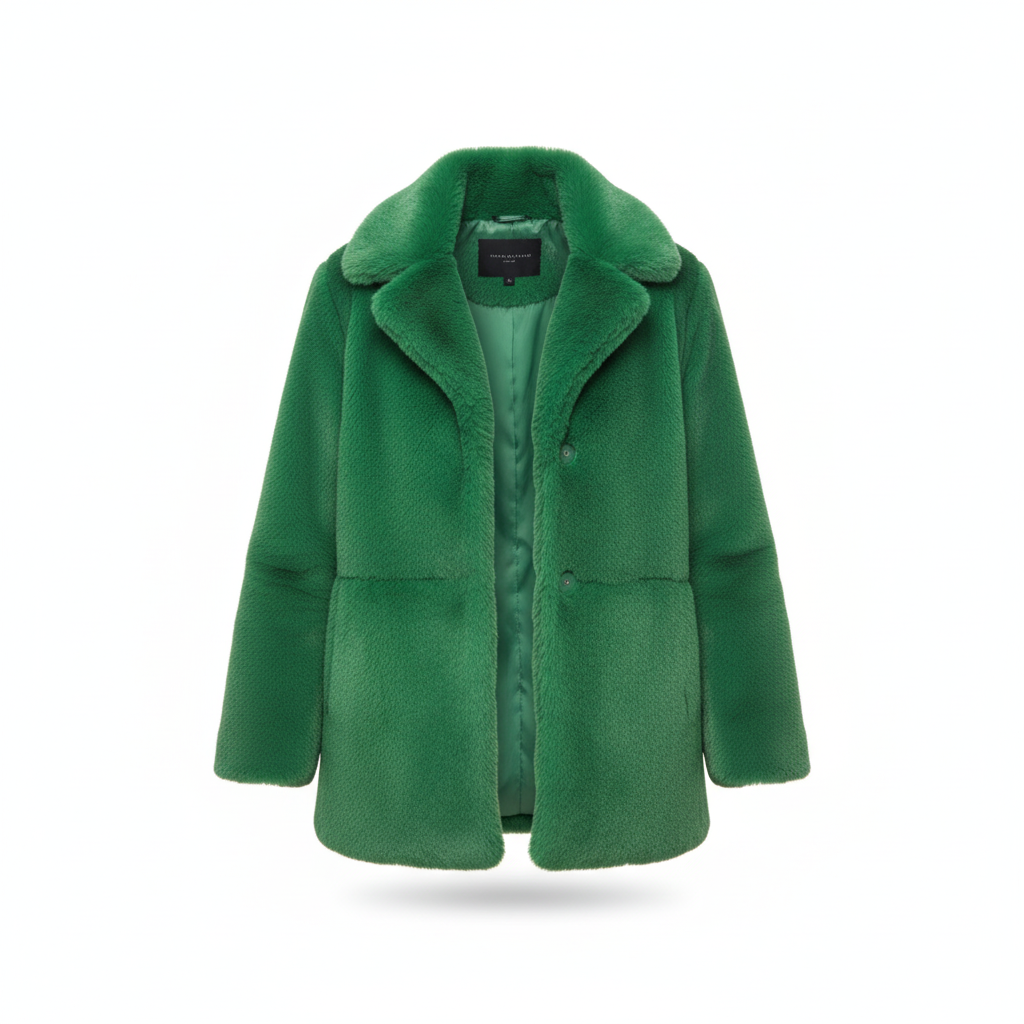 CASACO PELUCHE TEDDY VERDE BOTÕES BOLSOS