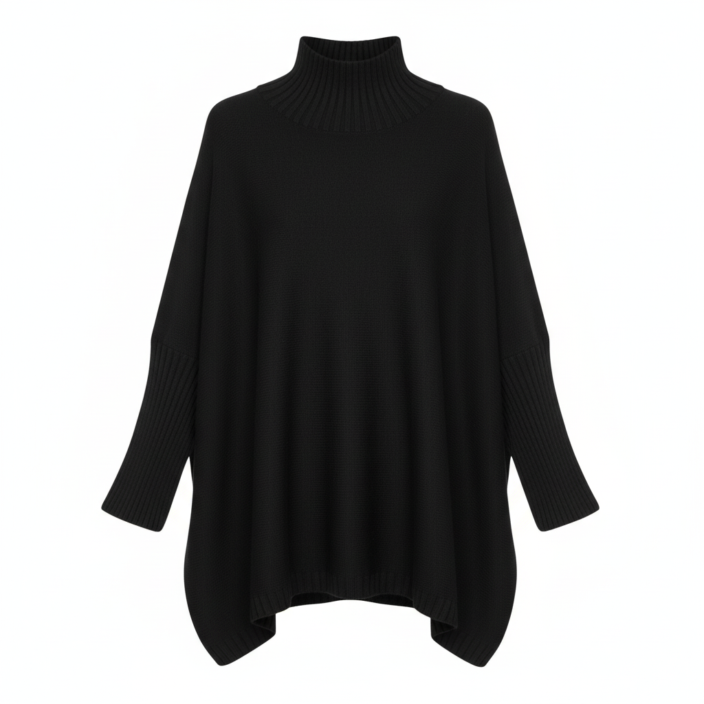 CAMISOLA GOLA ALTA 6° SHOP PRETO CACHARREL MANGA 3/4 CANELADA