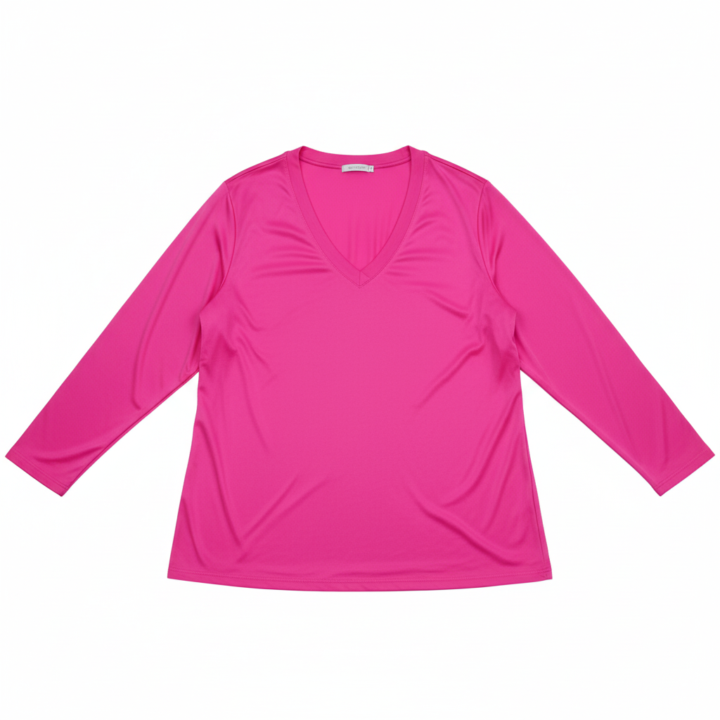 CAMISOLA MADE IN ITALY ROSA PINK SETIN DECOTE EM BICO BRILHO