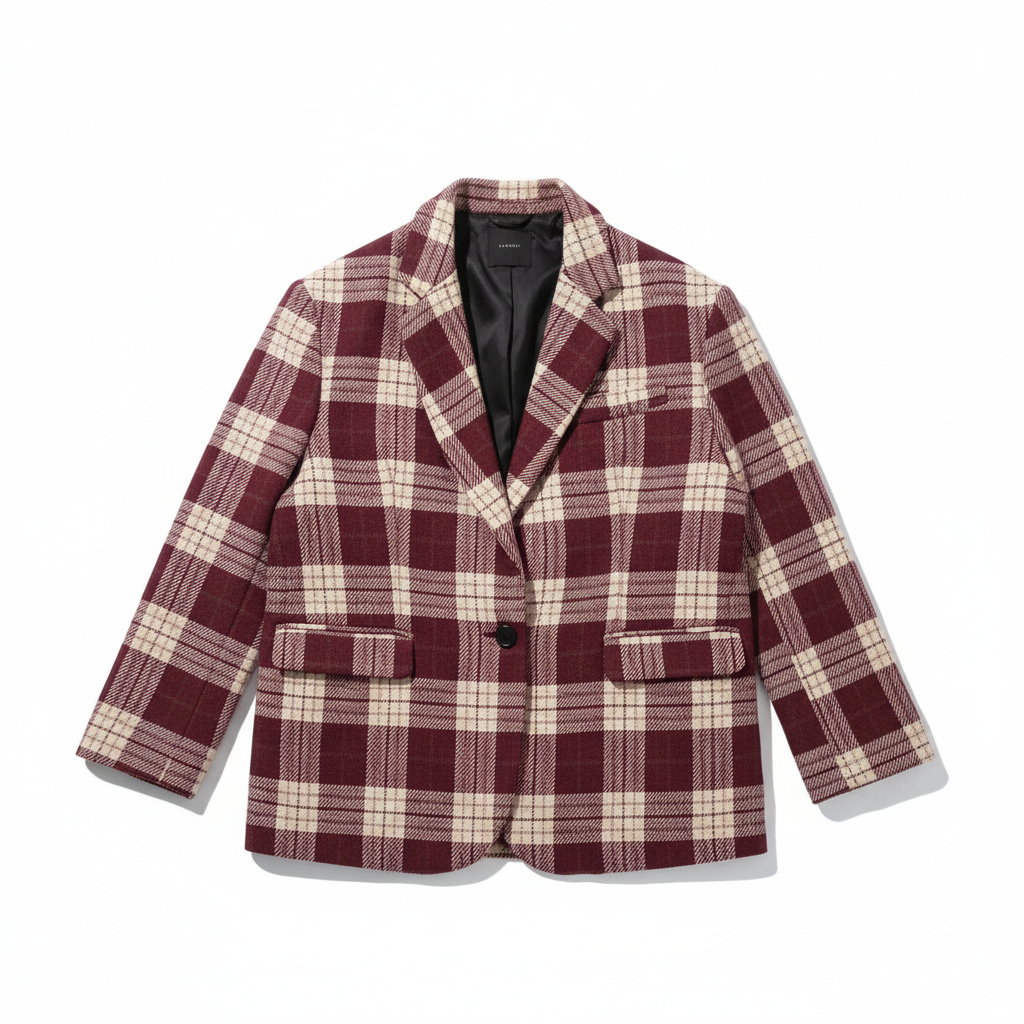 CASACO LUMINA BORDO BRANCO XADREZ BOLSO EMBUTIDO BLAZER