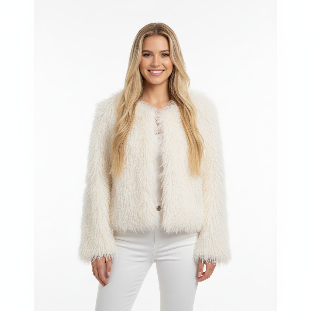 CASACO LUMINA PELUCHE TEDDY CURTO BRANCO PELOS