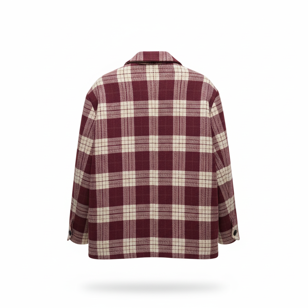 CASACO LUMINA BORDO BRANCO XADREZ BOLSO EMBUTIDO BLAZER