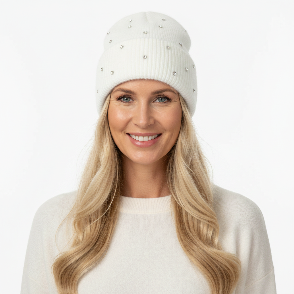 GORRO BRANCO PEDRAS BRILHOS CANELADO