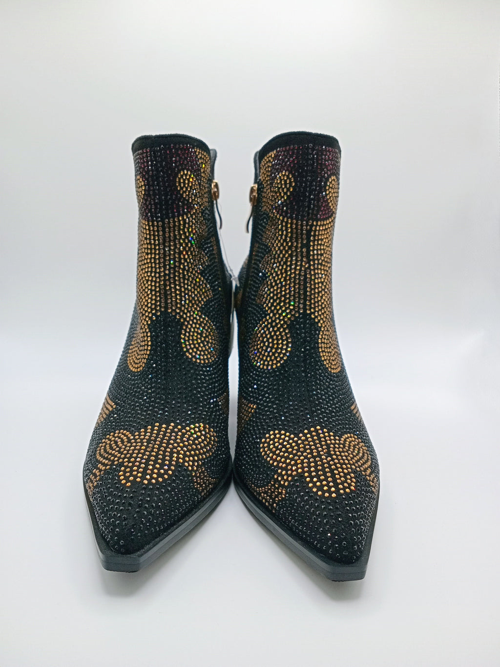 BOTA COWGIRL ROCKAWAY PRETO CRAVEJADA BRILHO BICUDO