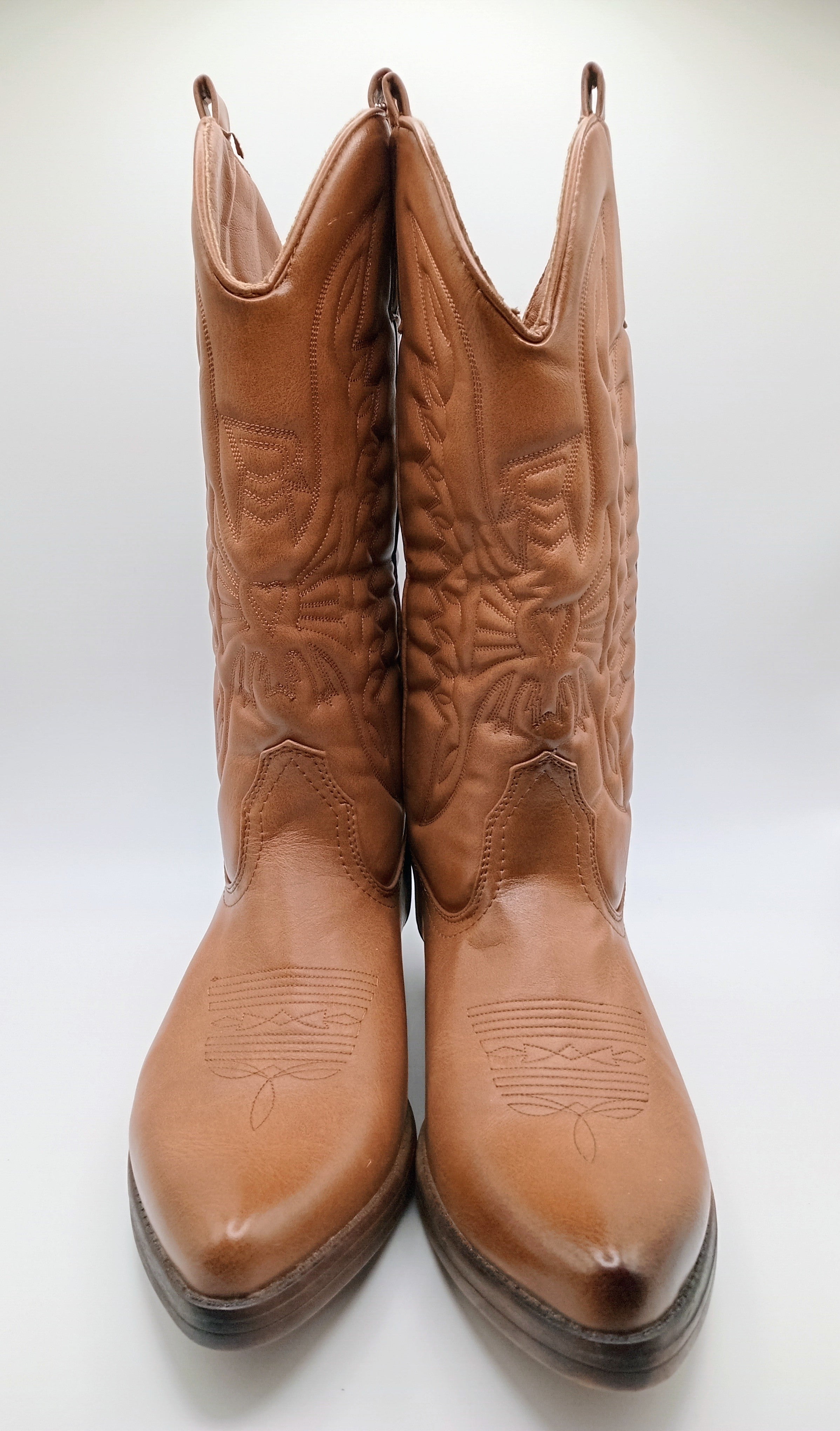 BOTA COWGIRL IDEAL SHOES CUOIO CASTANHO ECO PELE BORDADO BICUDO