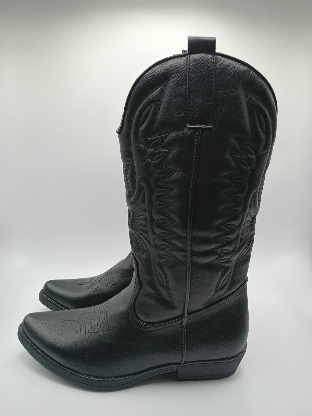 BOTA COWGIRL IDEAL SHOES NERO PRETO ECO PELE BORDADO BICUDO