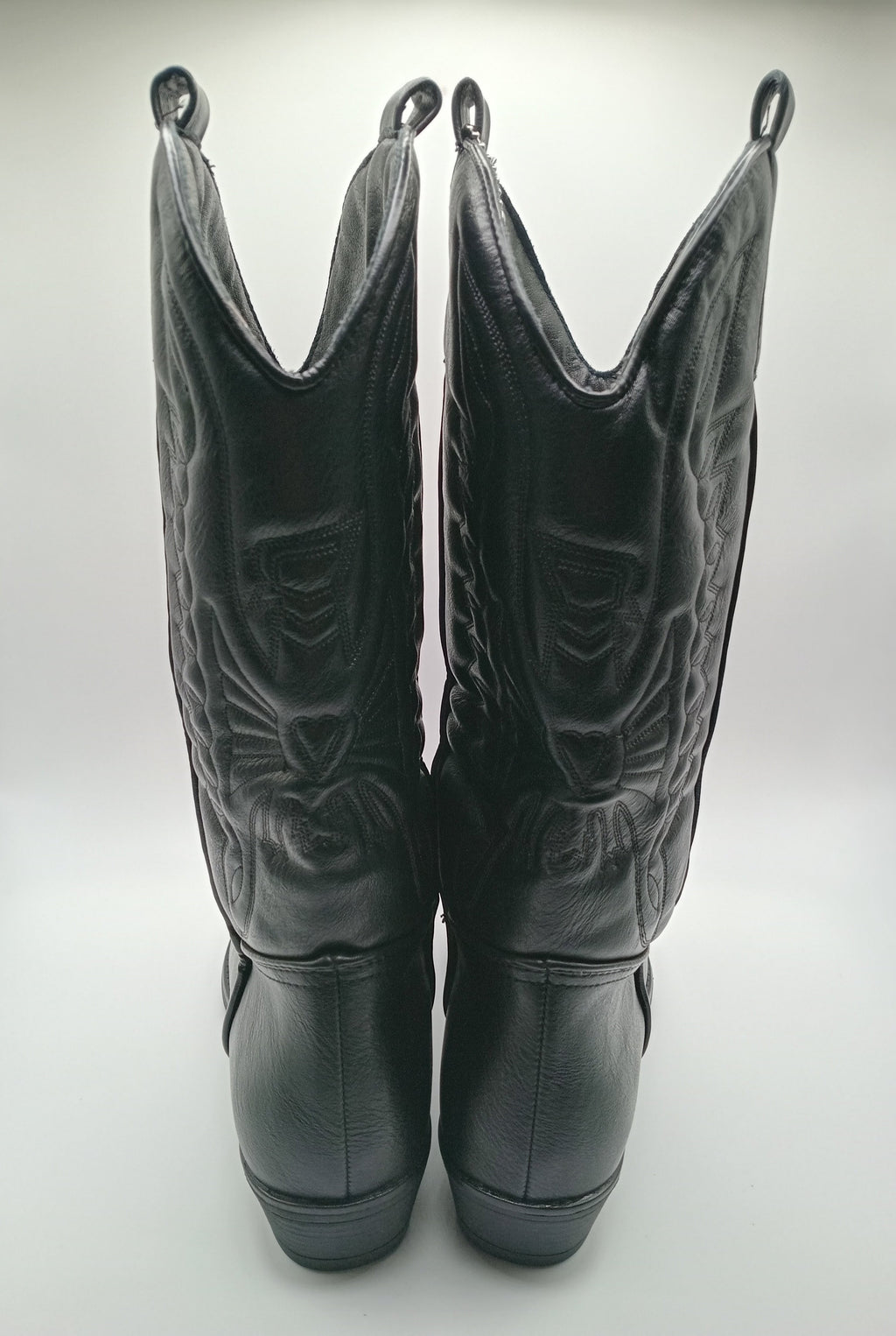 BOTA COWGIRL IDEAL SHOES NERO PRETO ECO PELE BORDADO BICUDO