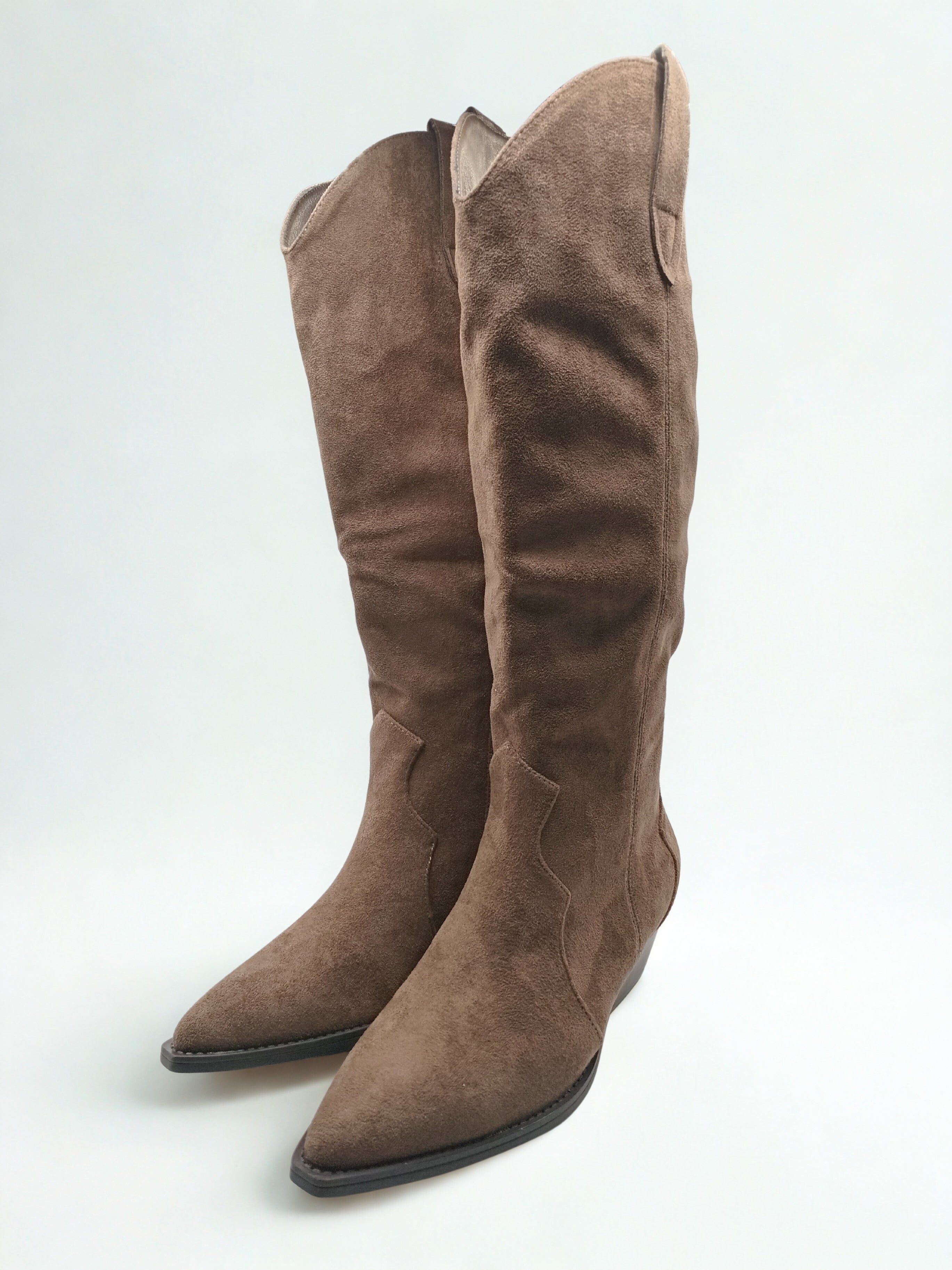 BOTA CAVALEIRA FINDLAY CASTANHO TAUPE CAMURÇA ZIPER BICUDO MONTARIA