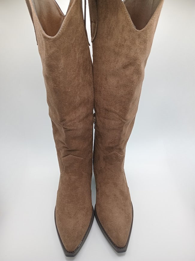 BOTA CAVALEIRA FINDLAY CASTANHO TAUPE CAMURÇA ZIPER BICUDO MONTARIA