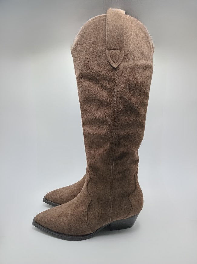 BOTA CAVALEIRA FINDLAY CASTANHO TAUPE CAMURÇA ZIPER BICUDO MONTARIA