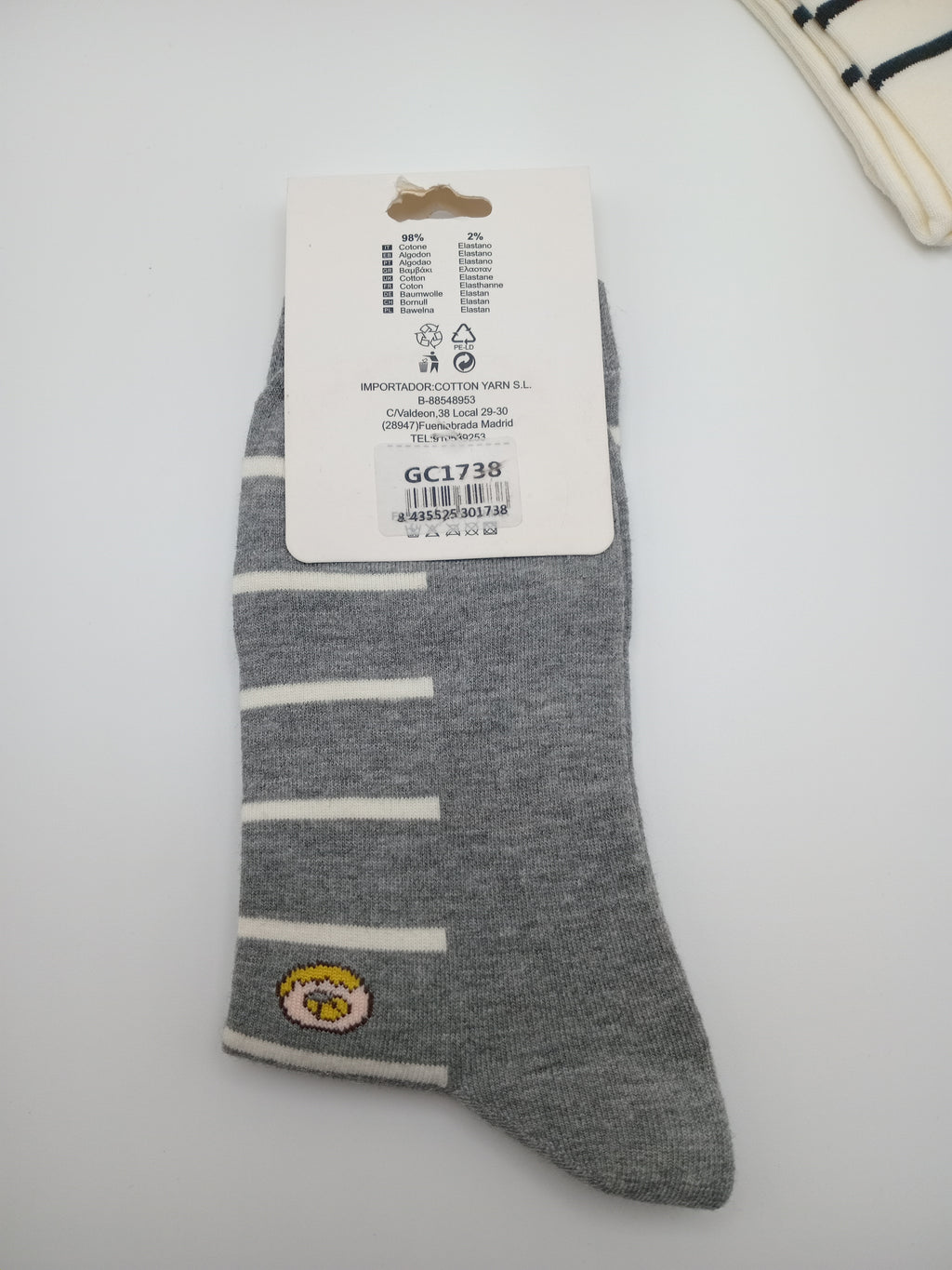MEIA KIT 3 PARES G&C GREEN COTTON LISTRADAS CINZA DONUTS BRANCA ABÓBORA PRETA QUEIJO