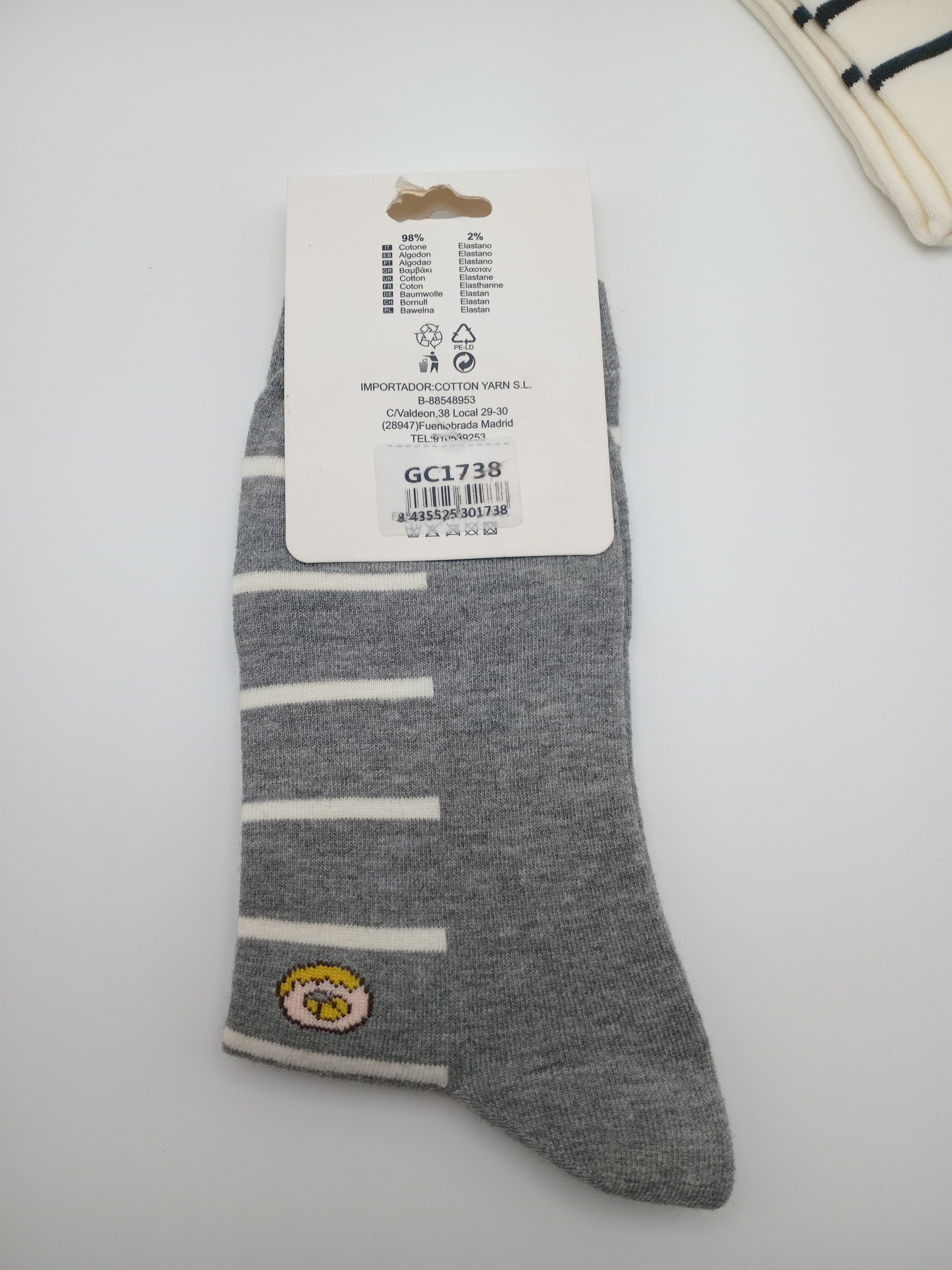 MEIA KIT 3 PARES G&C GREEN COTTON LISTRADAS CINZA DONUTS BRANCA ABÓBORA PRETA QUEIJO