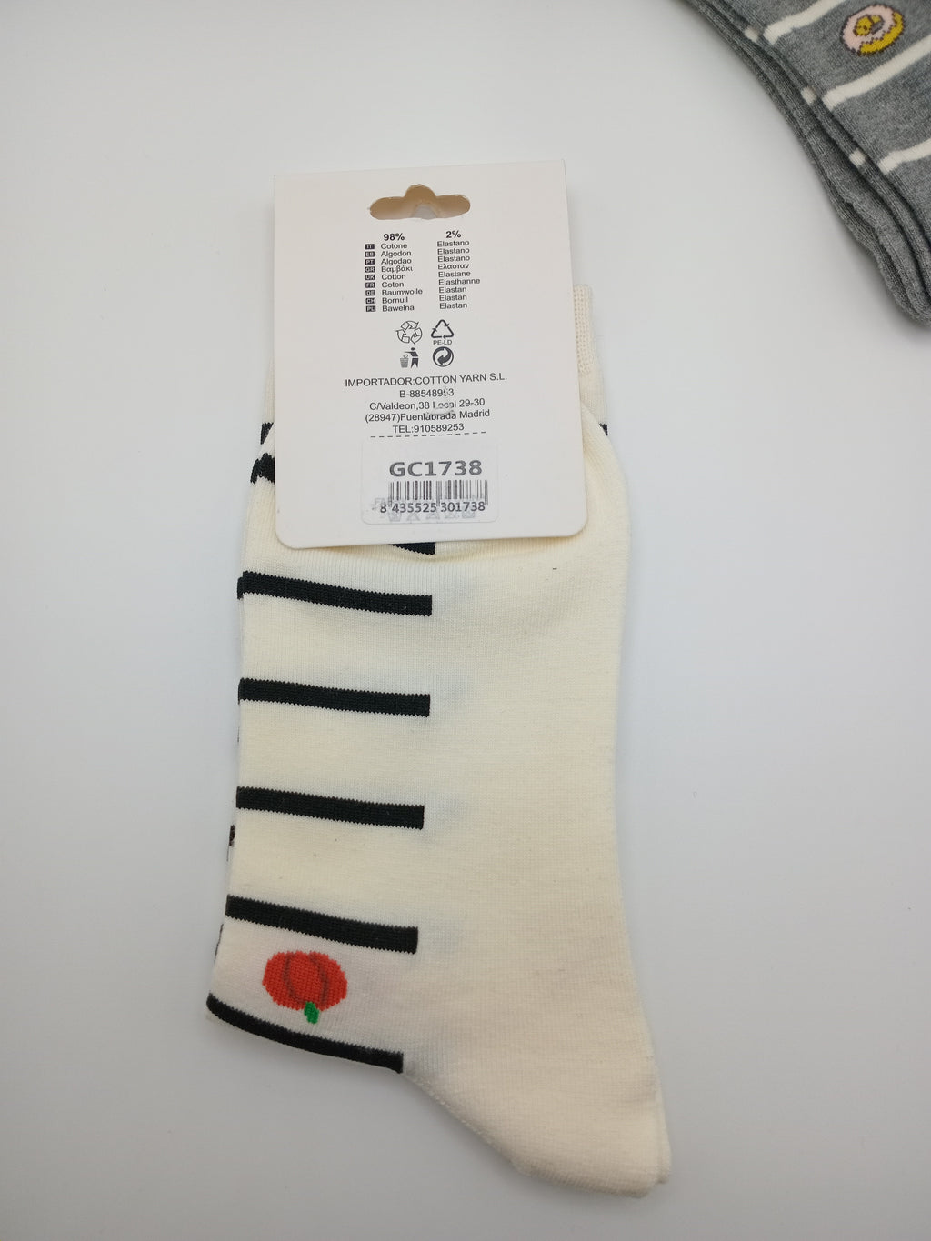 MEIA KIT 3 PARES G&C GREEN COTTON LISTRADAS CINZA DONUTS BRANCA ABÓBORA PRETA QUEIJO