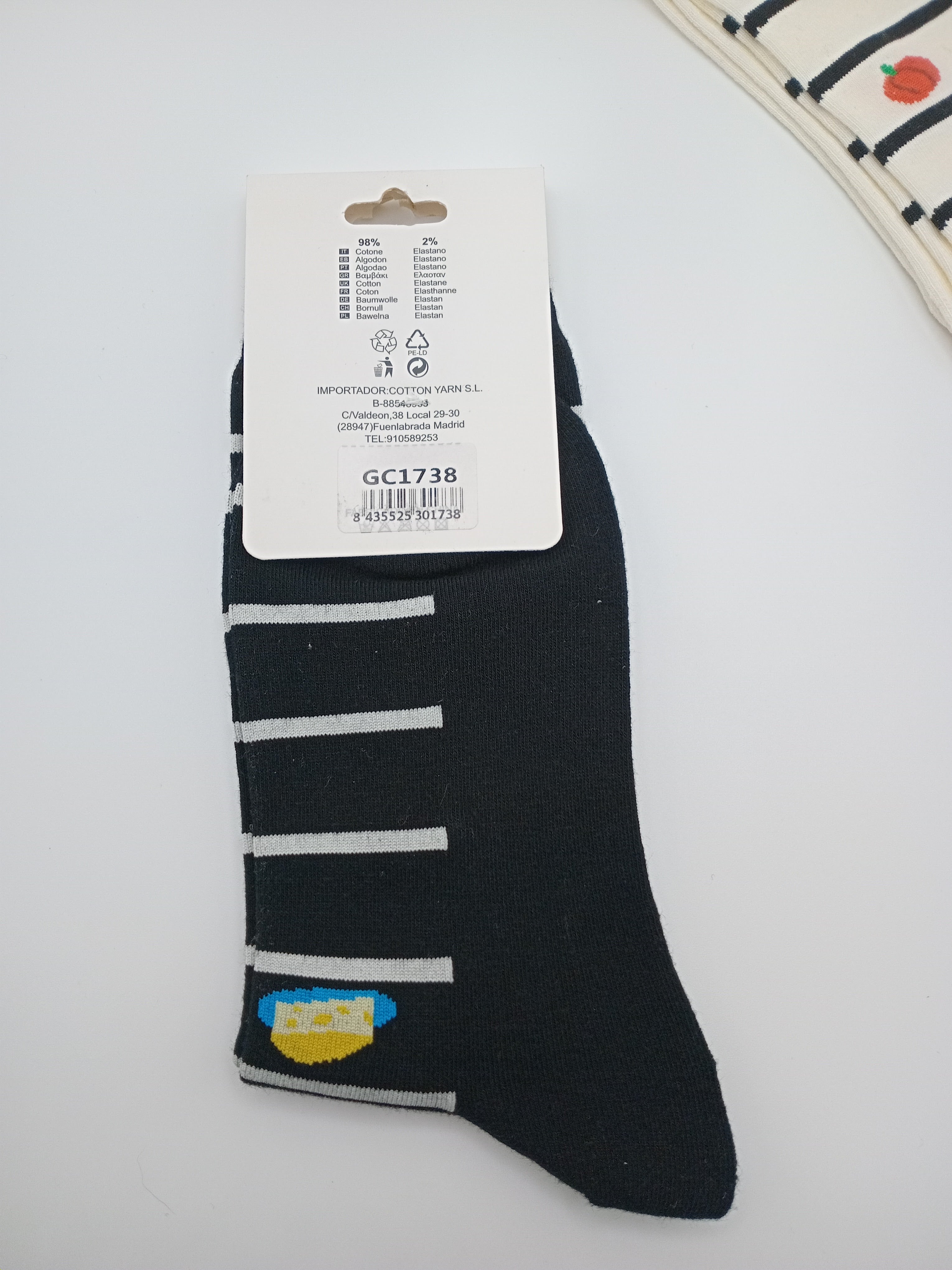 MEIA KIT 3 PARES G&C GREEN COTTON LISTRADAS CINZA DONUTS BRANCA ABÓBORA PRETA QUEIJO