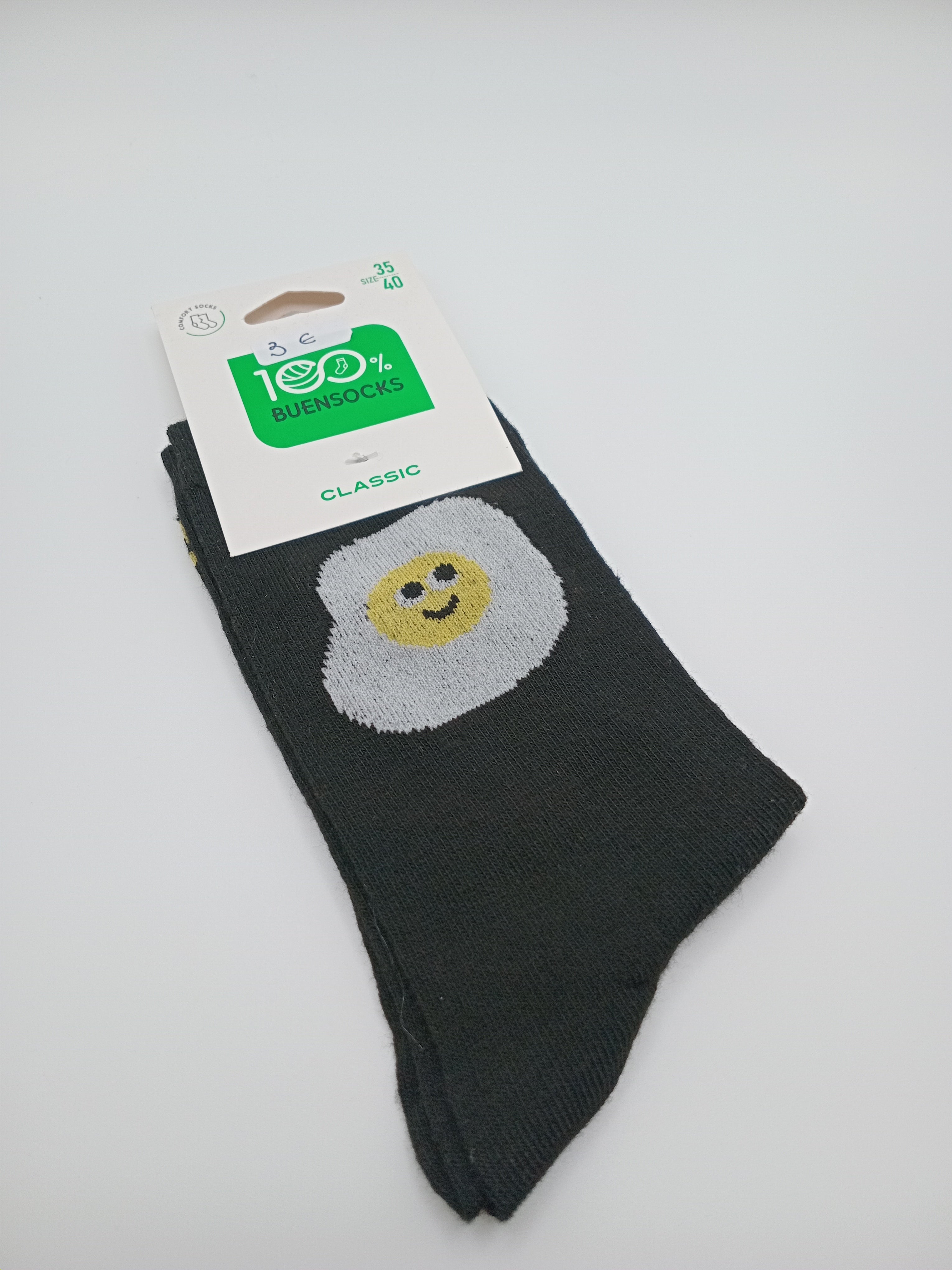 MEIA BUENSOCKS PRETA OVO FELIZ