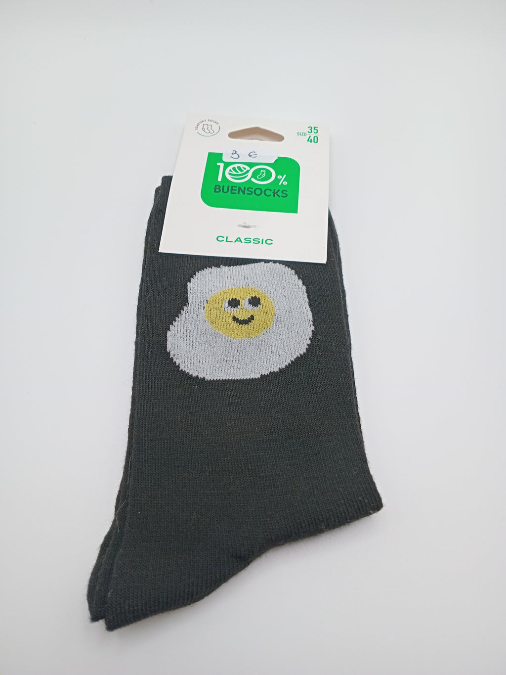 MEIA BUENSOCKS PRETA OVO FELIZ