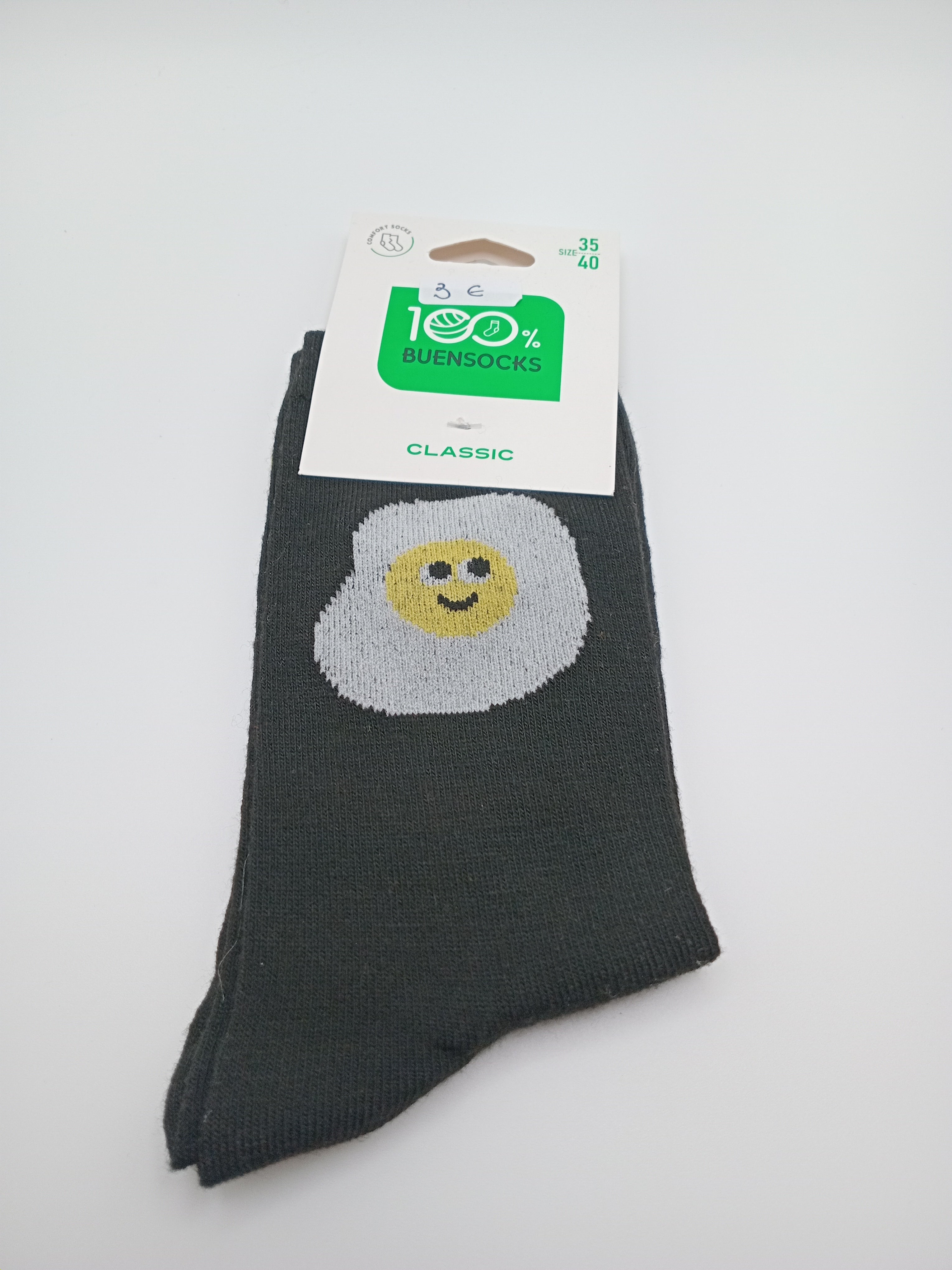 MEIA BUENSOCKS PRETA OVO FELIZ