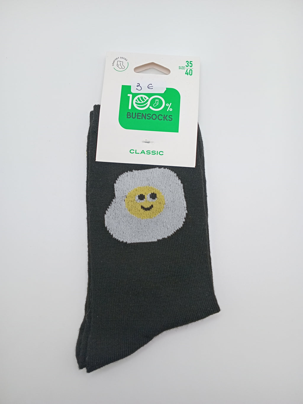MEIA BUENSOCKS PRETA OVO FELIZ