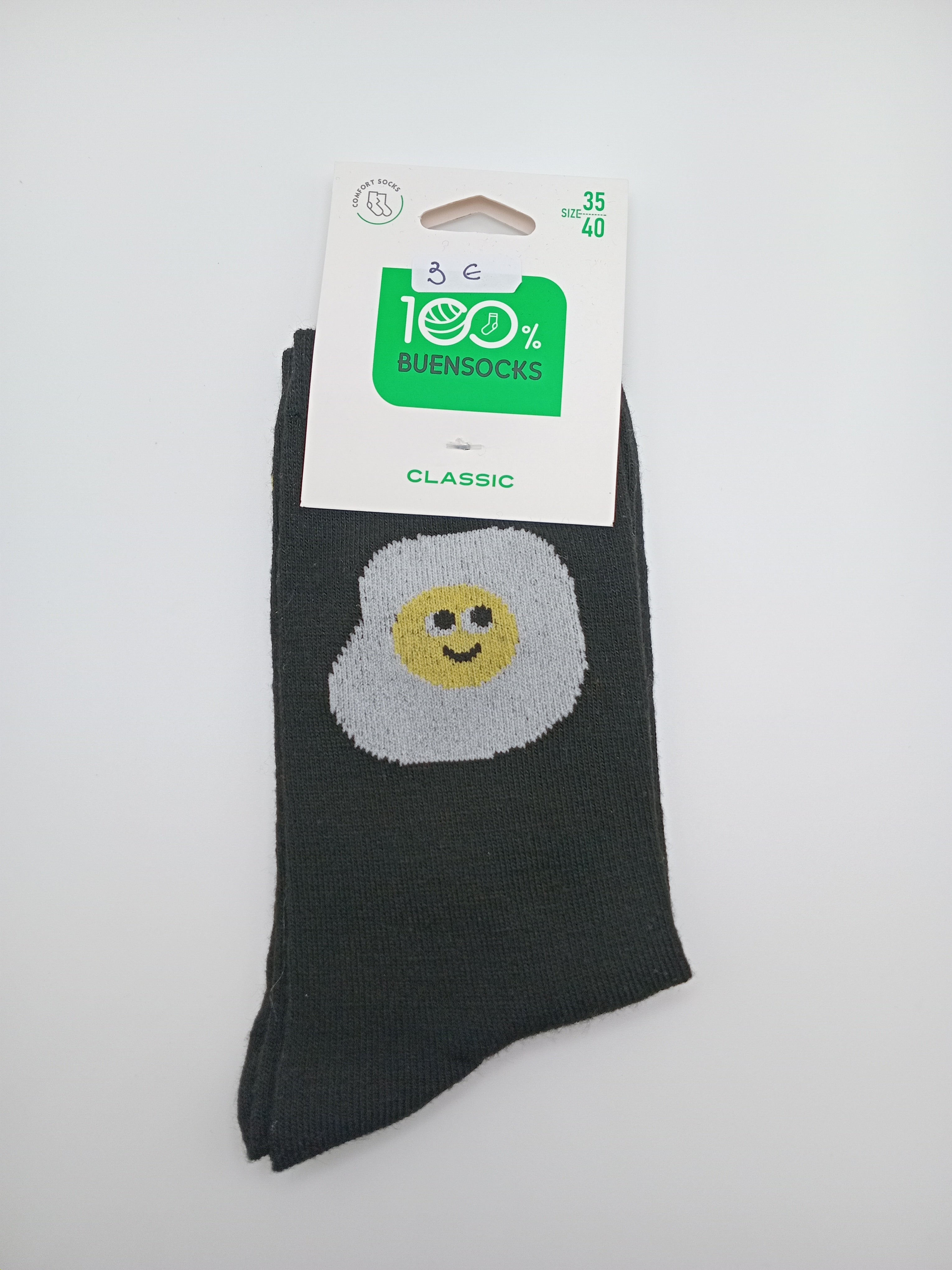 MEIA BUENSOCKS PRETA OVO FELIZ