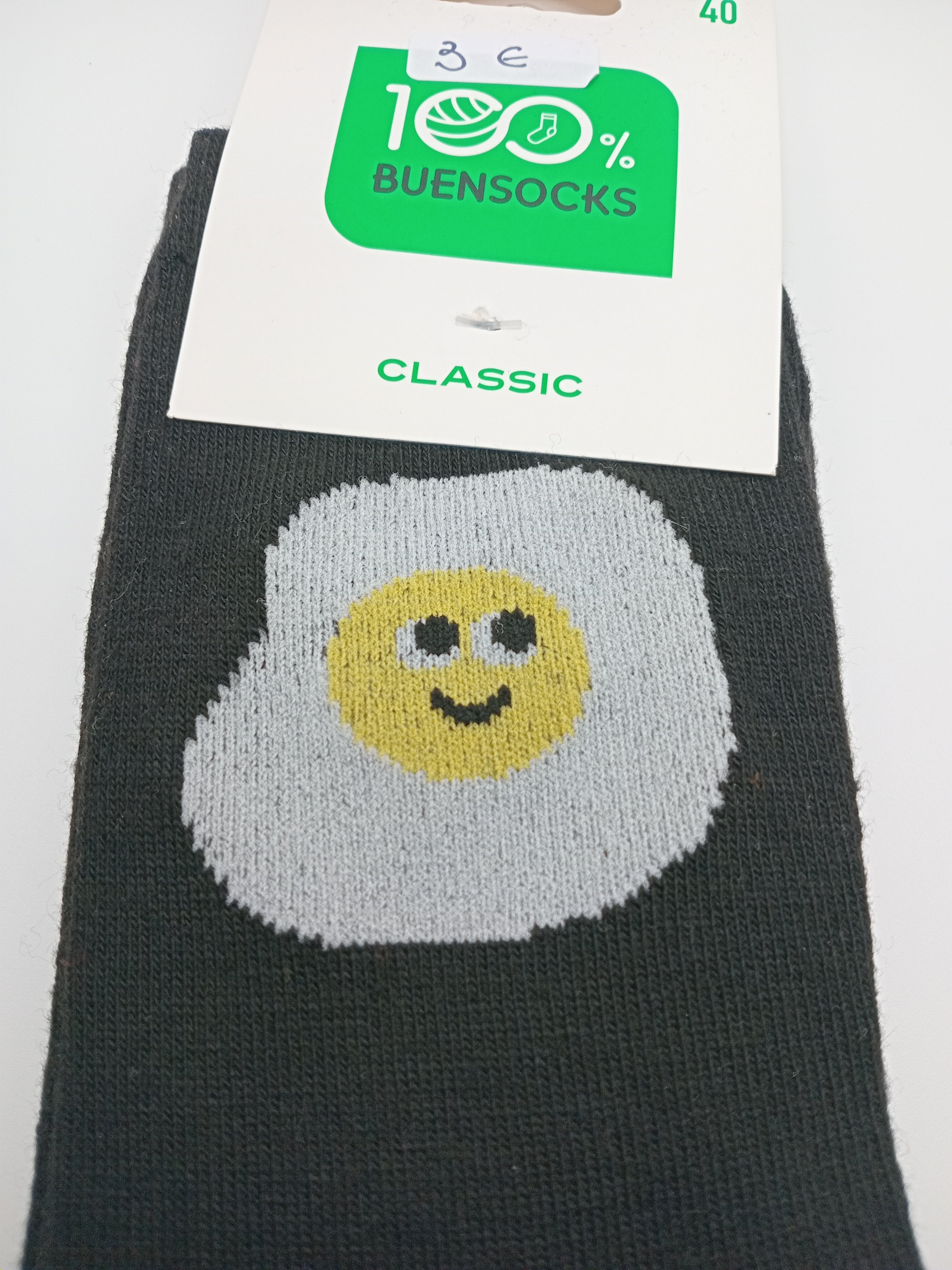 MEIA BUENSOCKS PRETA OVO FELIZ