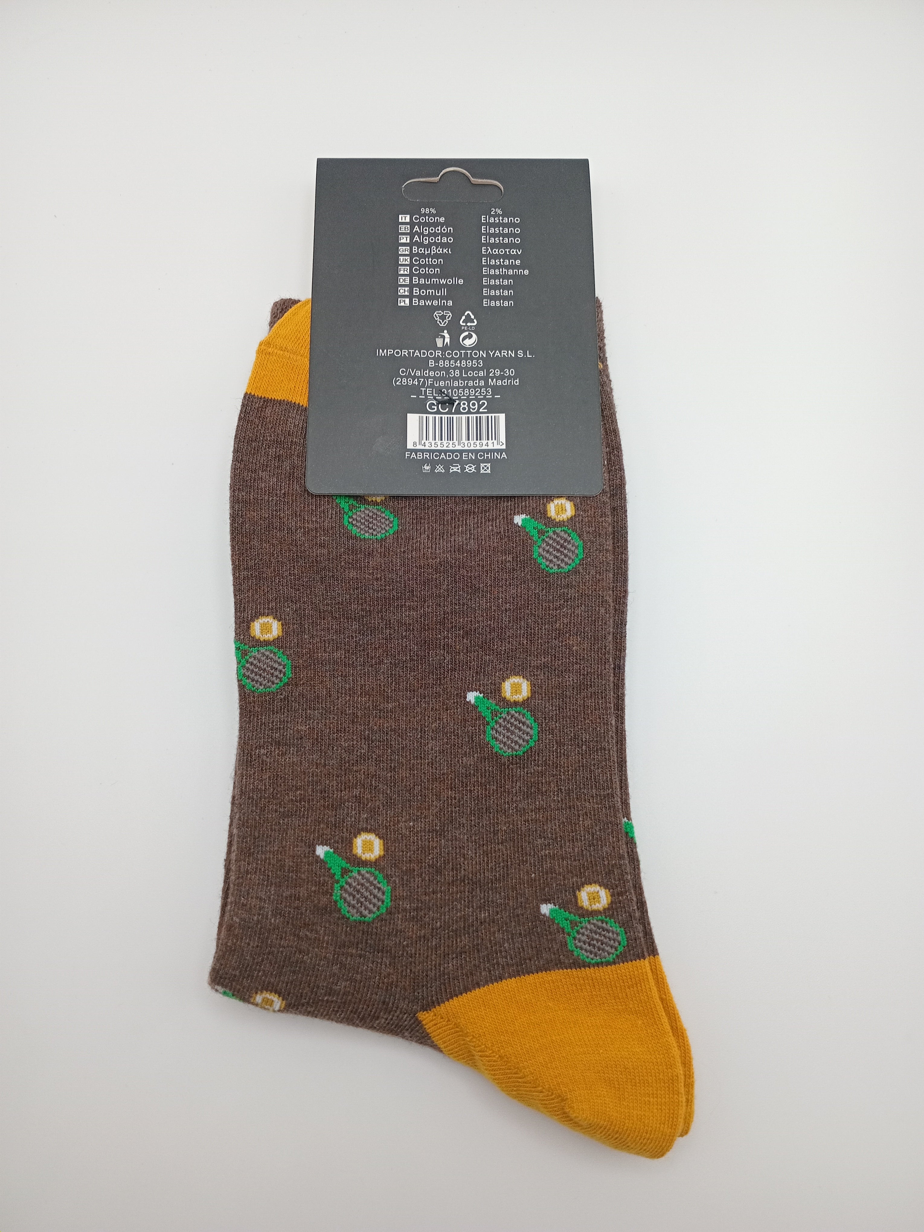 MEIA COTTON YARN CASTANHO ESCURO RAQUETE TÊNIS