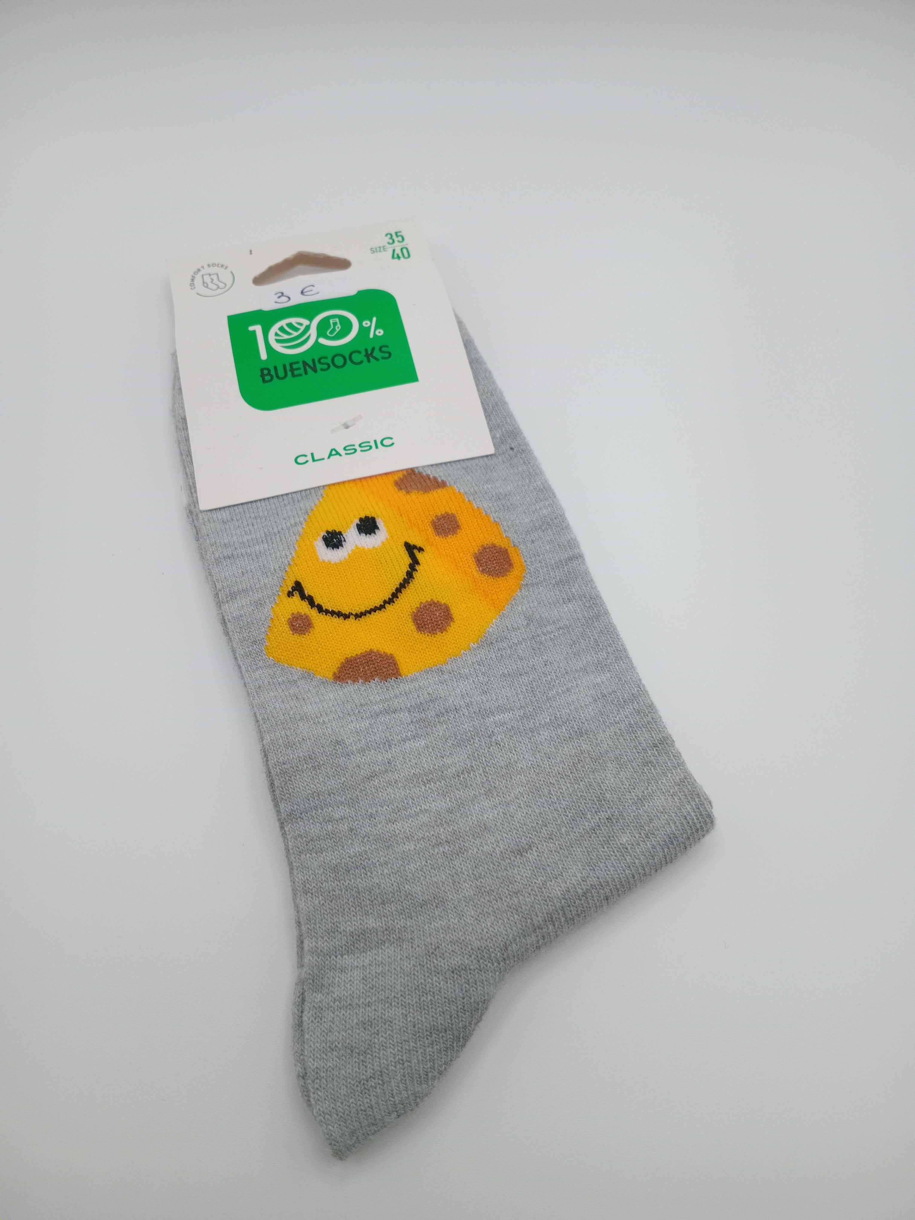 MEIA BUENSOCKS CINZA QUEIJO FELIZ