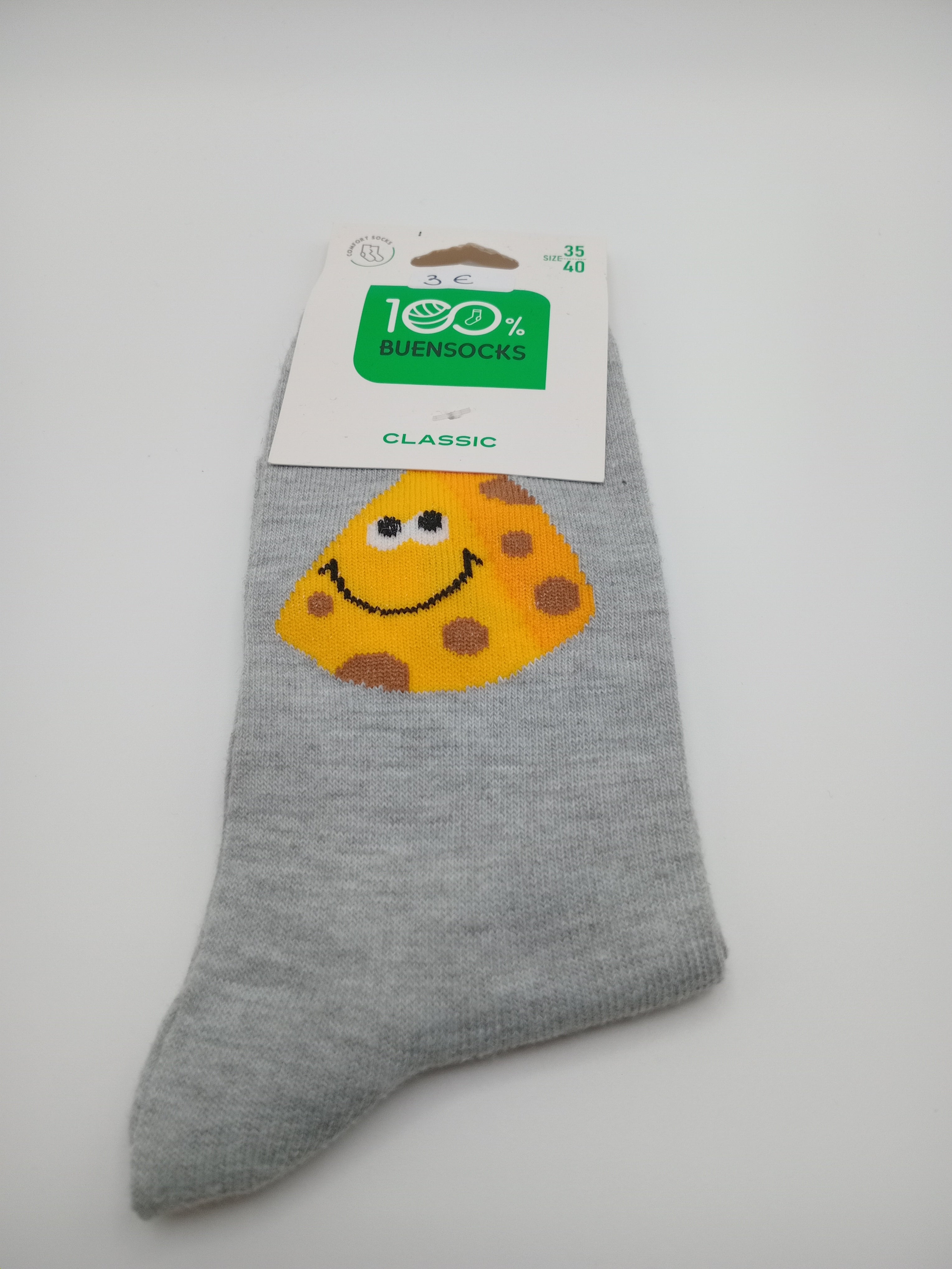 MEIA BUENSOCKS CINZA QUEIJO FELIZ