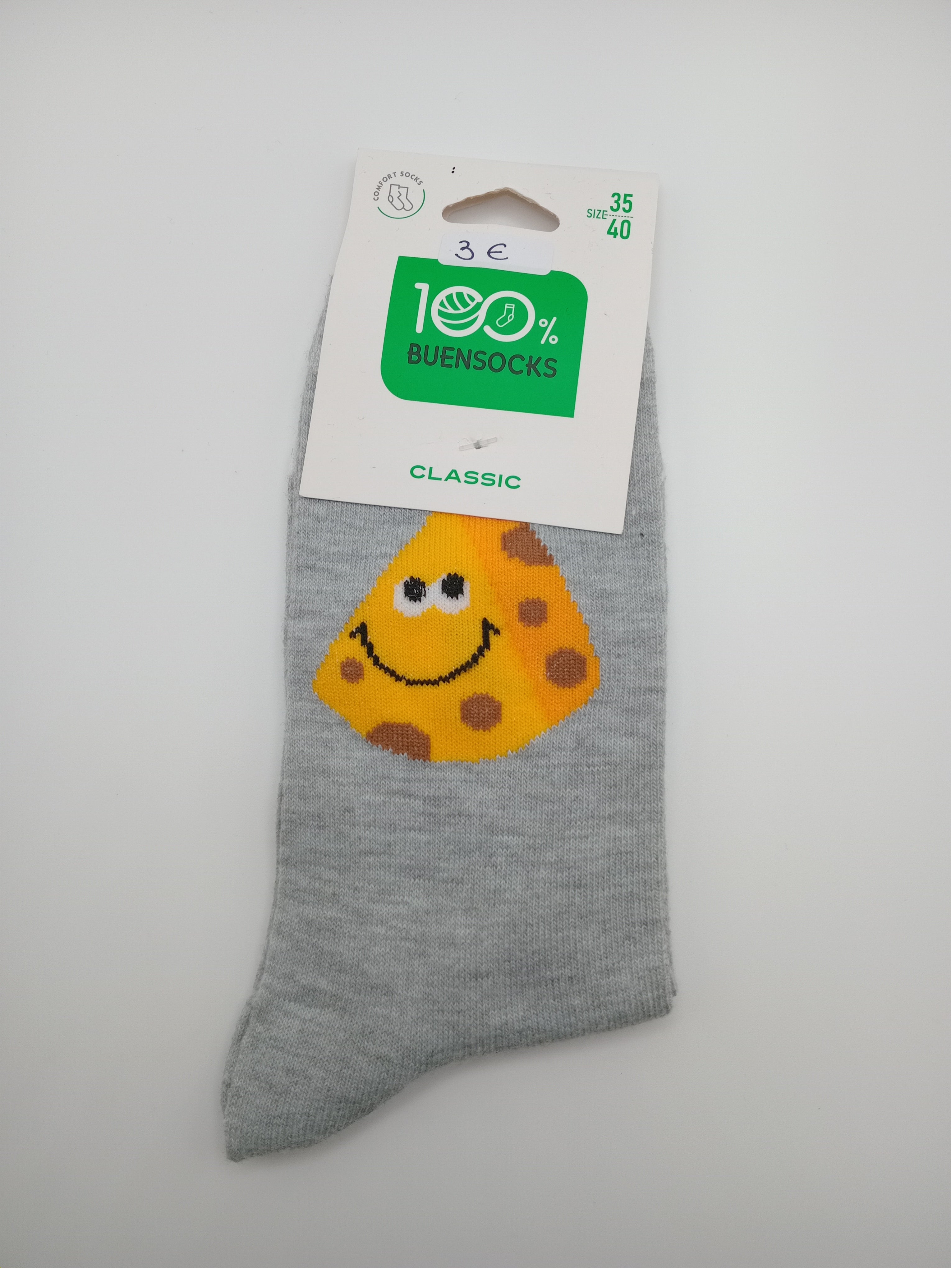 MEIA BUENSOCKS CINZA QUEIJO FELIZ