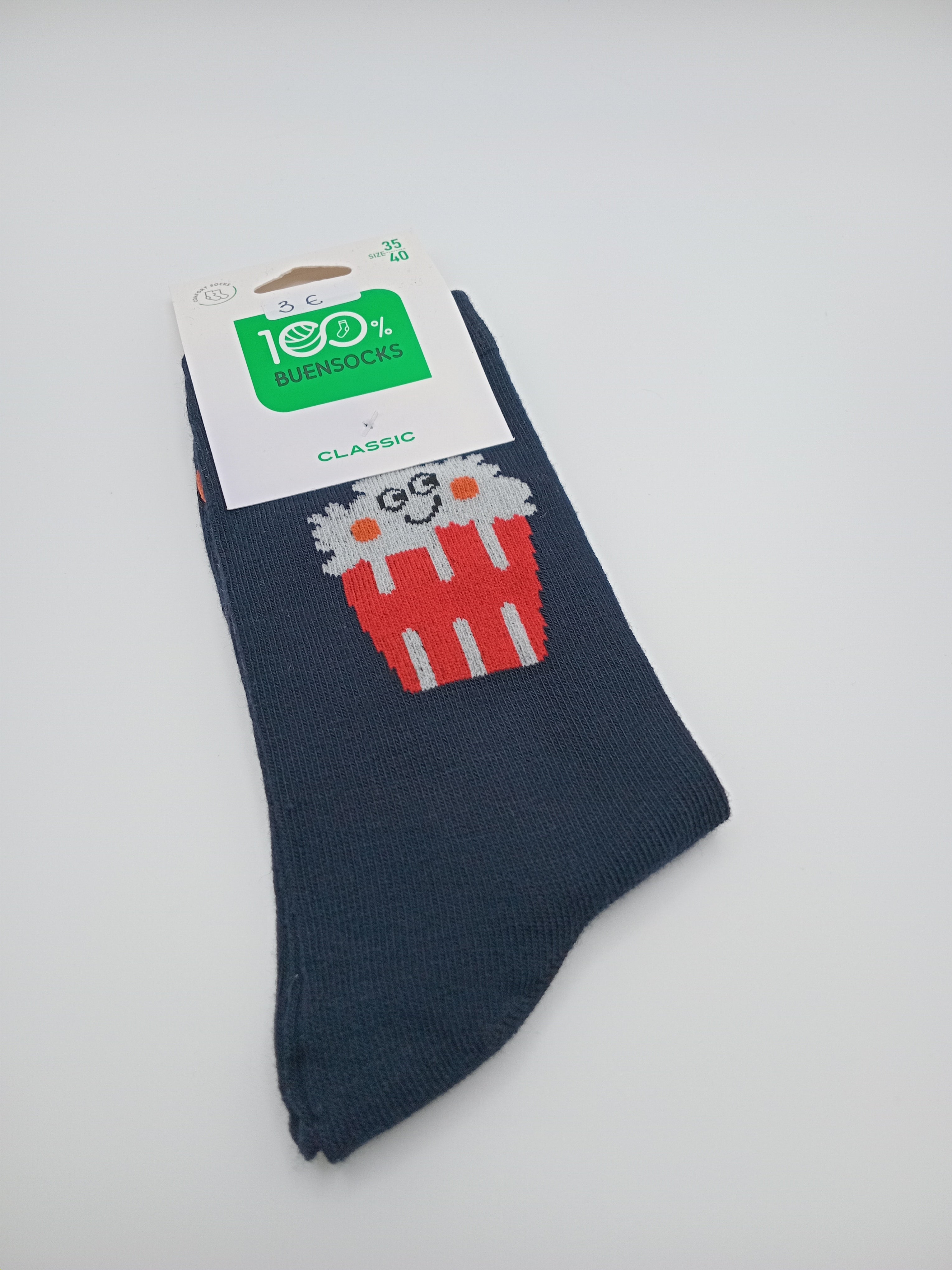 MEIA BUENSOCKS AZUL MARINHO PIPOCA FELIZ POP