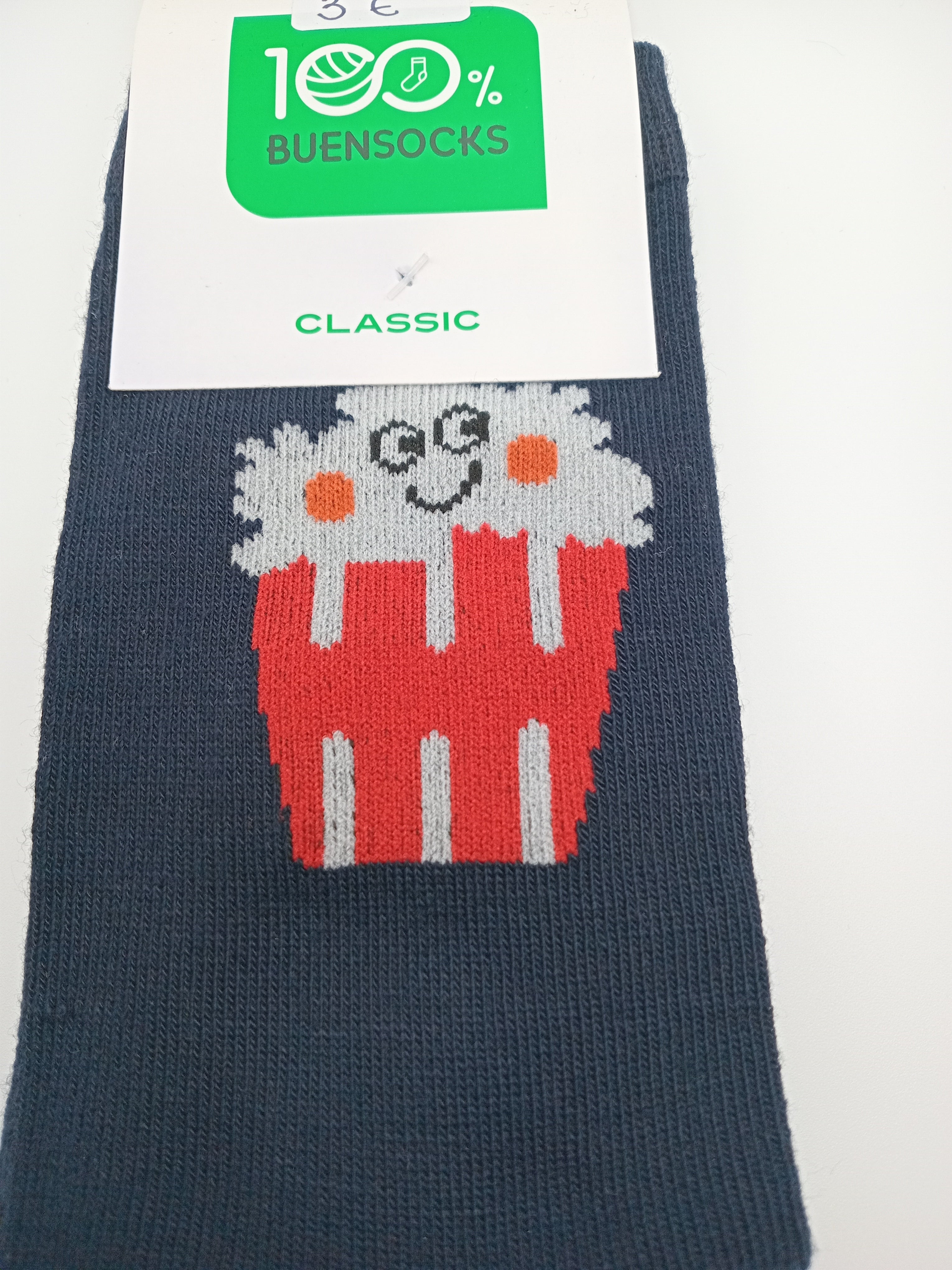 MEIA BUENSOCKS AZUL MARINHO PIPOCA FELIZ POP