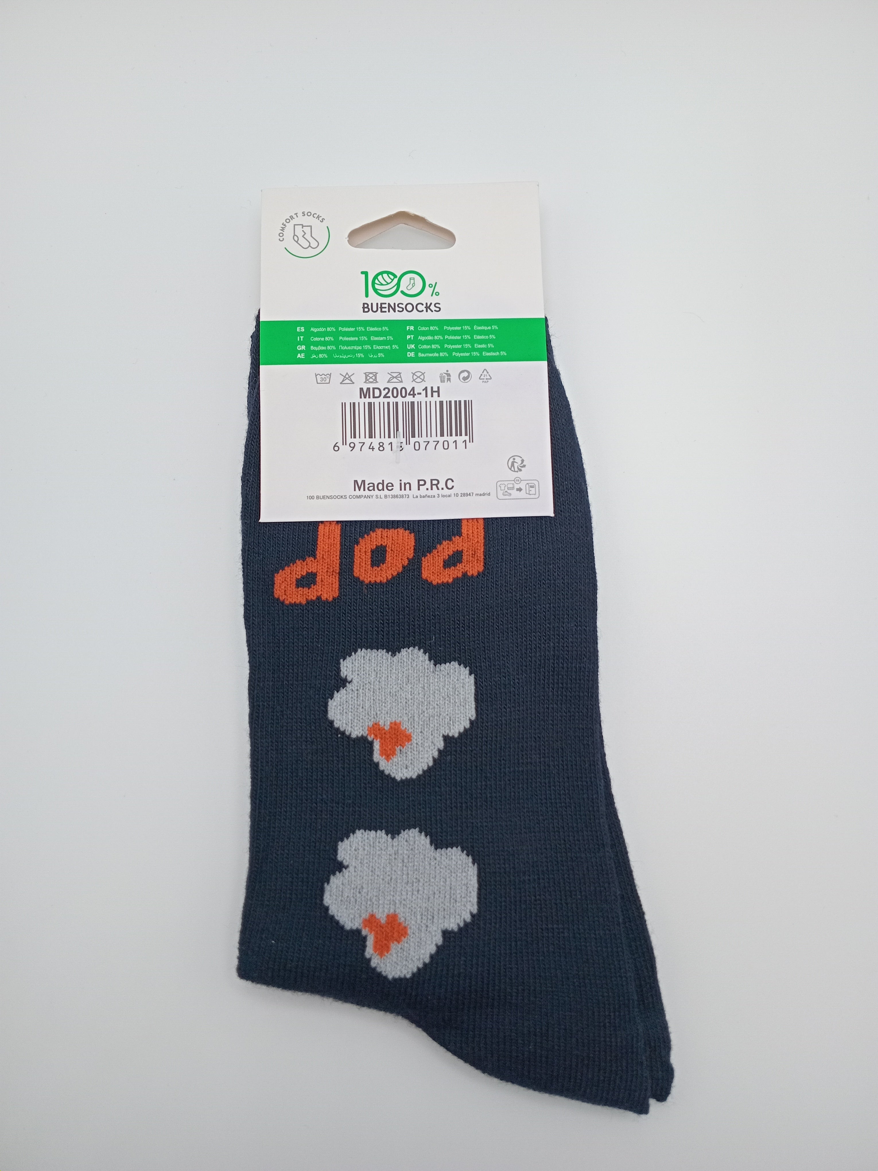 MEIA BUENSOCKS AZUL MARINHO PIPOCA FELIZ POP