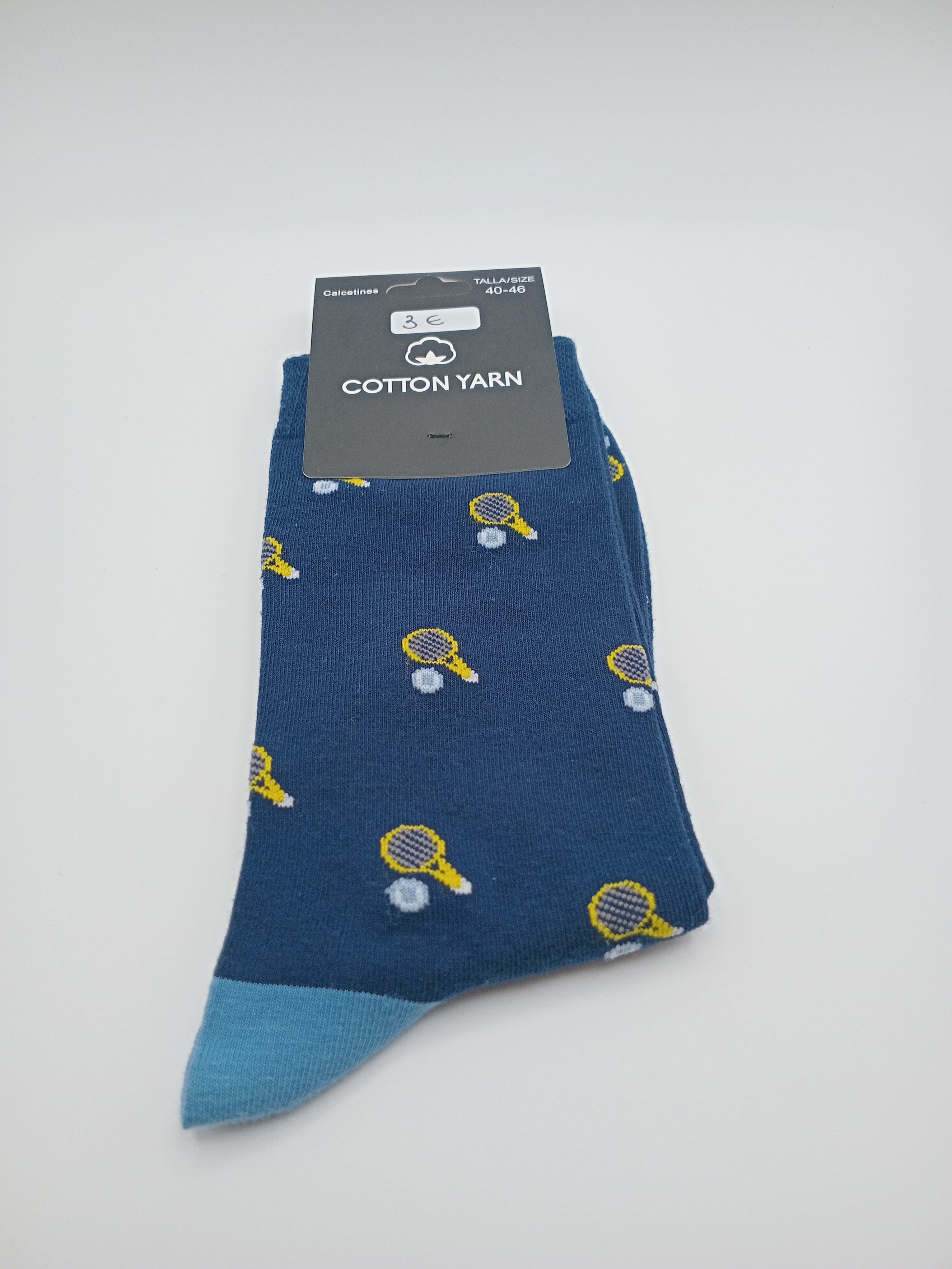 MEIA COTTON YARN AZUL ESCURO RAQUETE TÊNIS