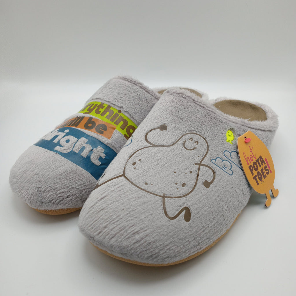 PANTUFAS HOT POTATOES CINZA SOLA GROSSA BORRACHA EVERTHING WILL BE ALRIGTH BATATA ANDANDO FELIZ