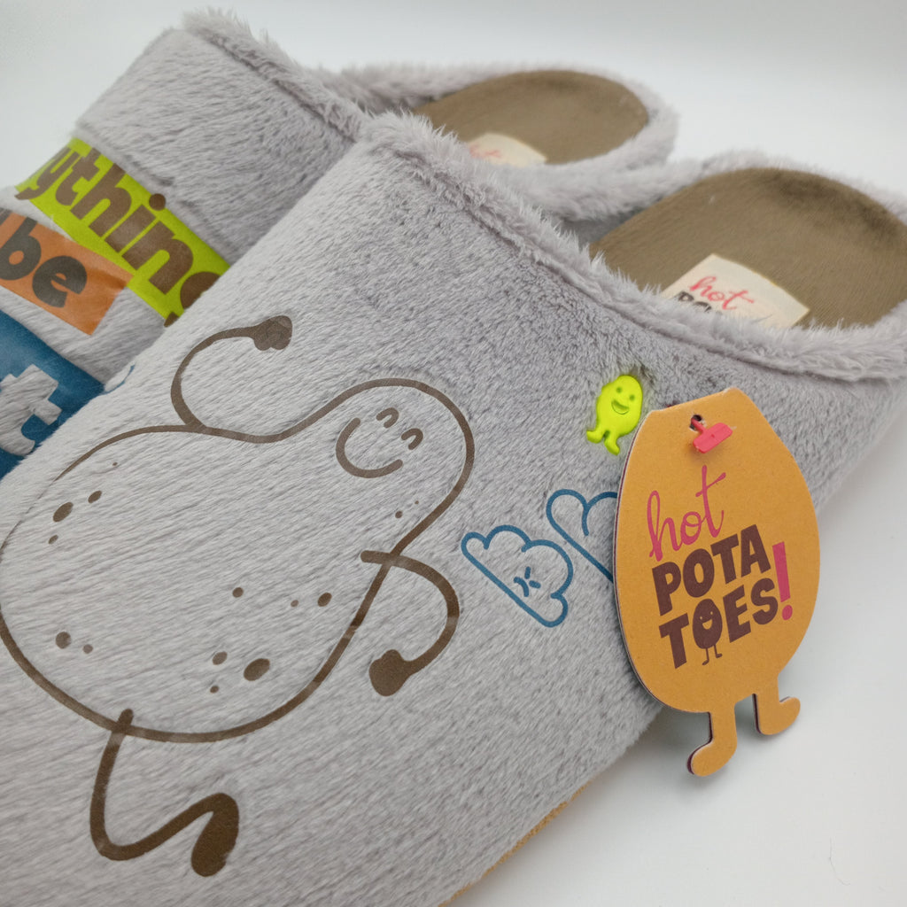 PANTUFAS HOT POTATOES CINZA SOLA GROSSA BORRACHA EVERTHING WILL BE ALRIGTH BATATA ANDANDO FELIZ