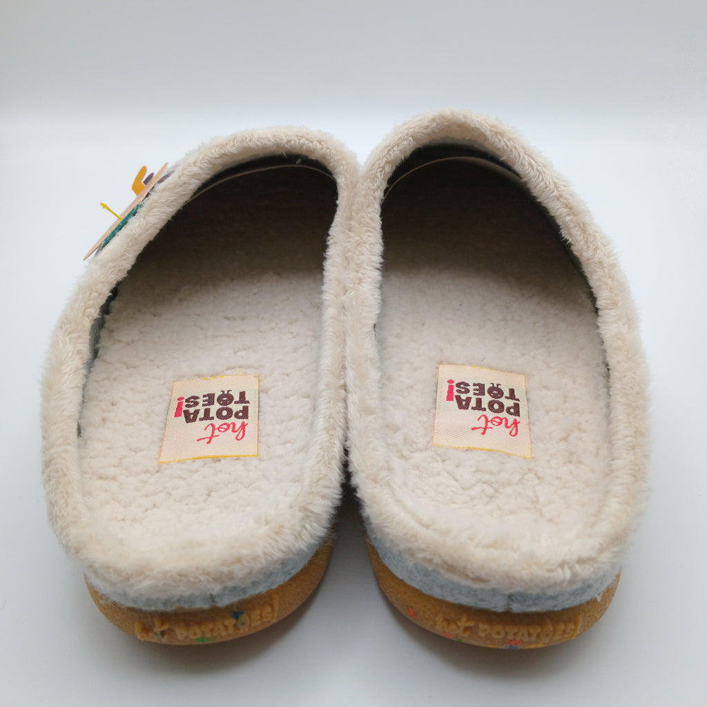 PANTUFAS HOT POTATOES CINZA SOLA GROSSA BORRACHA POLTRONA E BATATA CORRENDO PARA O ABRAÇO