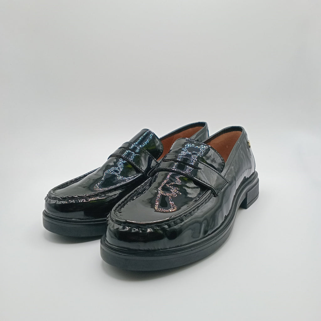 MOCASSIM SALTO GIOSEPPO PRETO COURO VERNIZ LISO