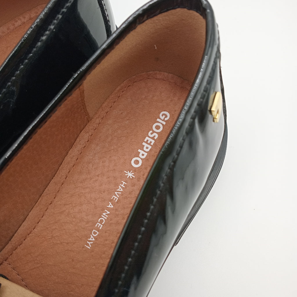 MOCASSIM SALTO GIOSEPPO PRETO COURO VERNIZ LISO