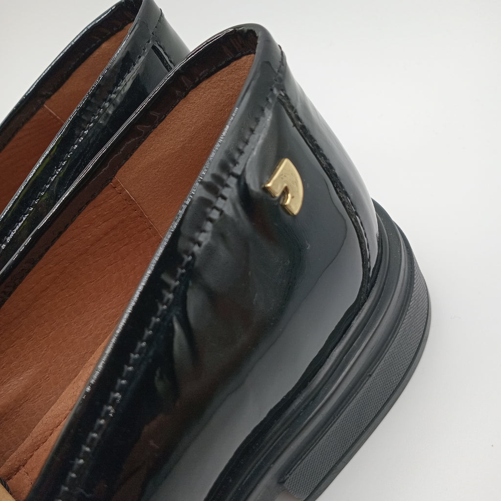 MOCASSIM SALTO GIOSEPPO PRETO COURO VERNIZ LISO