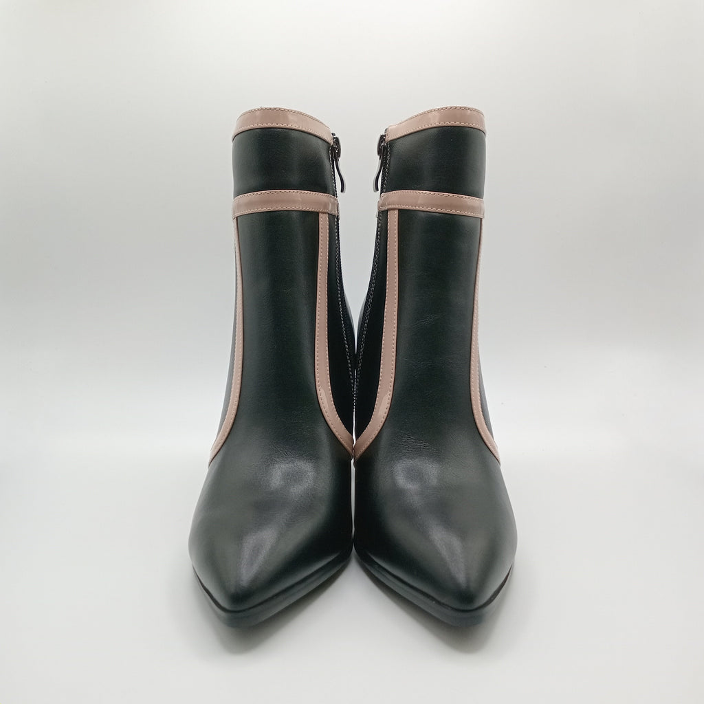 BOTA ROCKAWAY PRETO ECO PELE LISTRA ROSA ZIPER