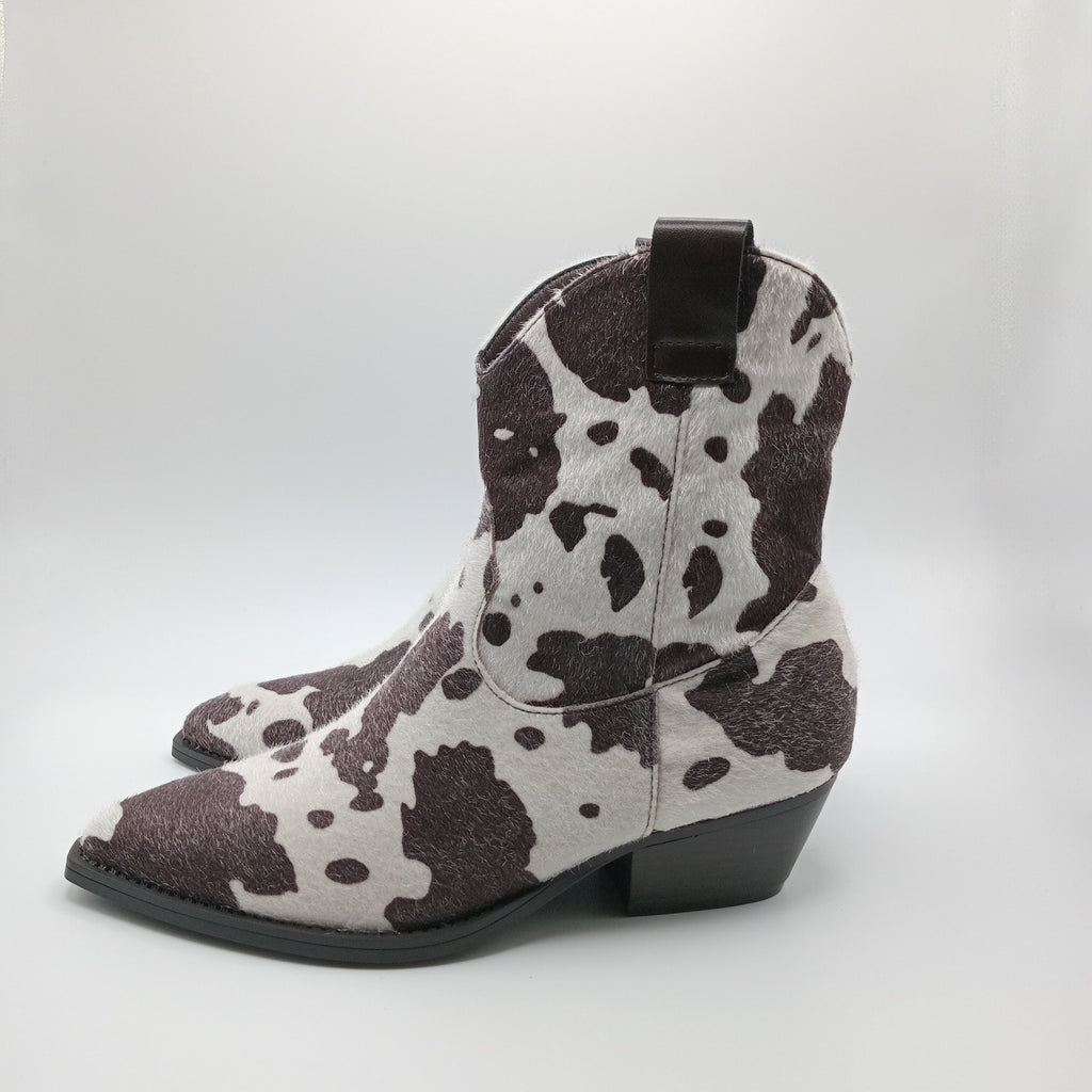 BOTA COWGIRL FINDLAY PARIS VACA COW BICUDO ANIMAL PRINT