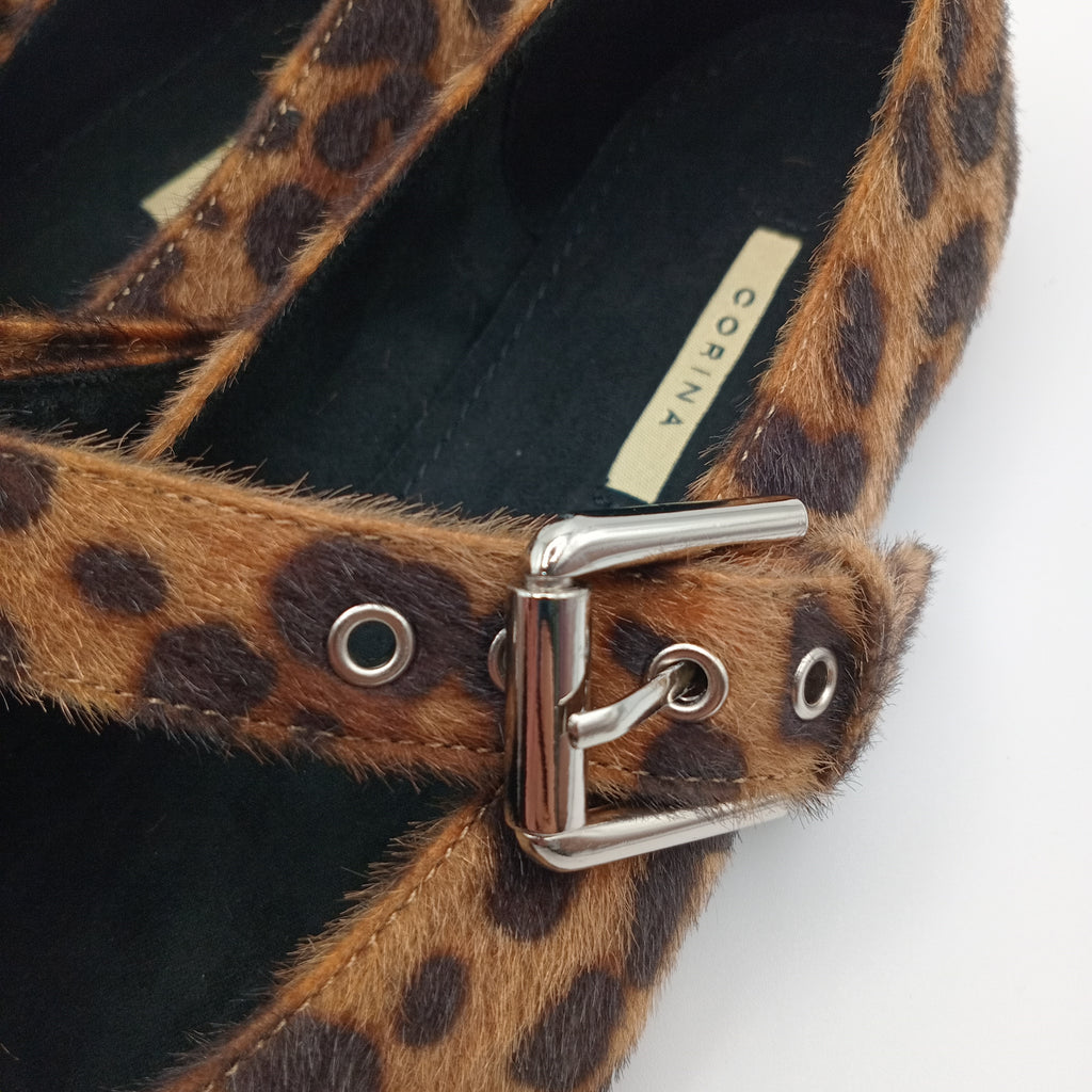 SABRINA MARY JANE CORINA ONÇA CASTANHO FIVELA PRATA ANIMAL PRINT