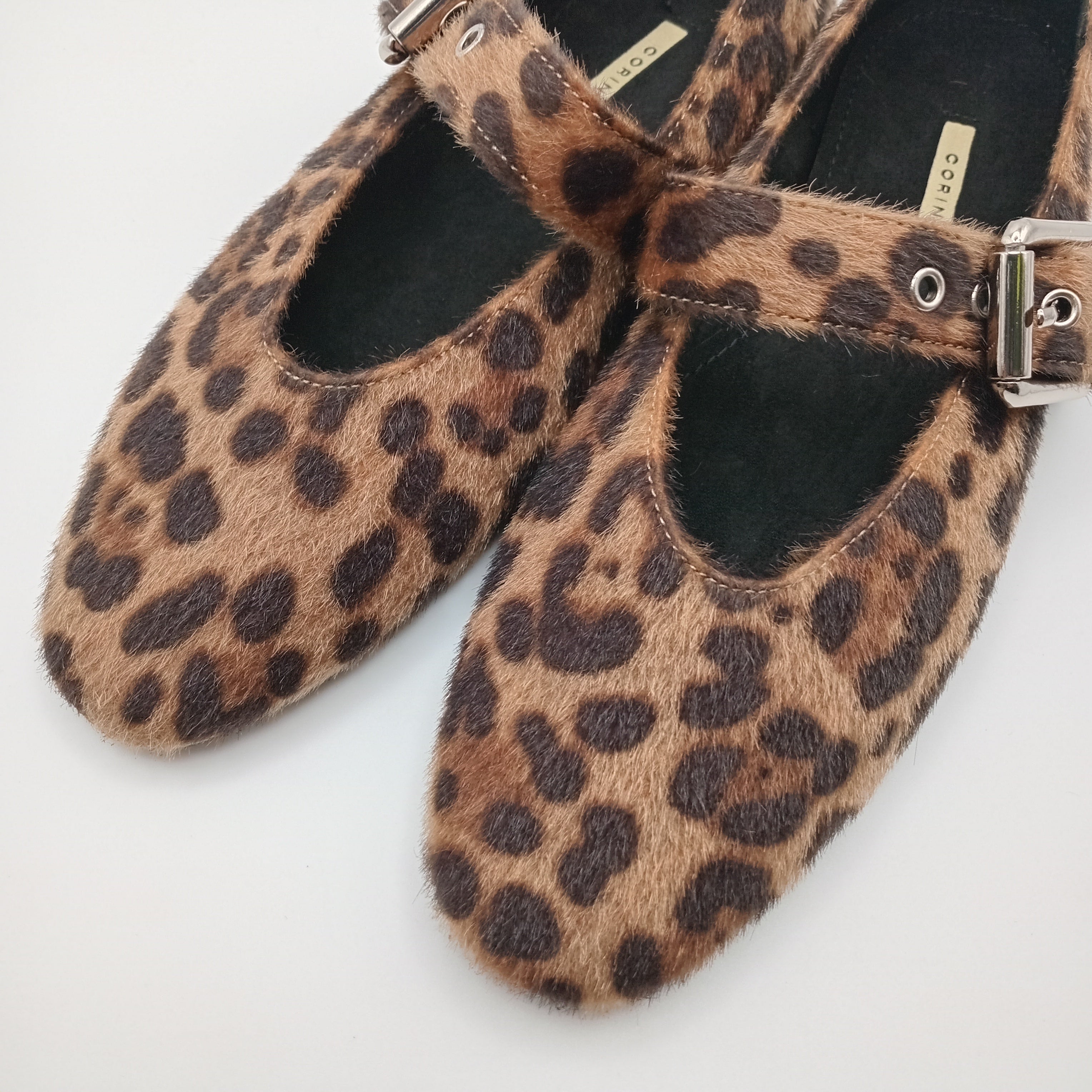 SABRINA MARY JANE CORINA ONÇA CASTANHO FIVELA PRATA ANIMAL PRINT