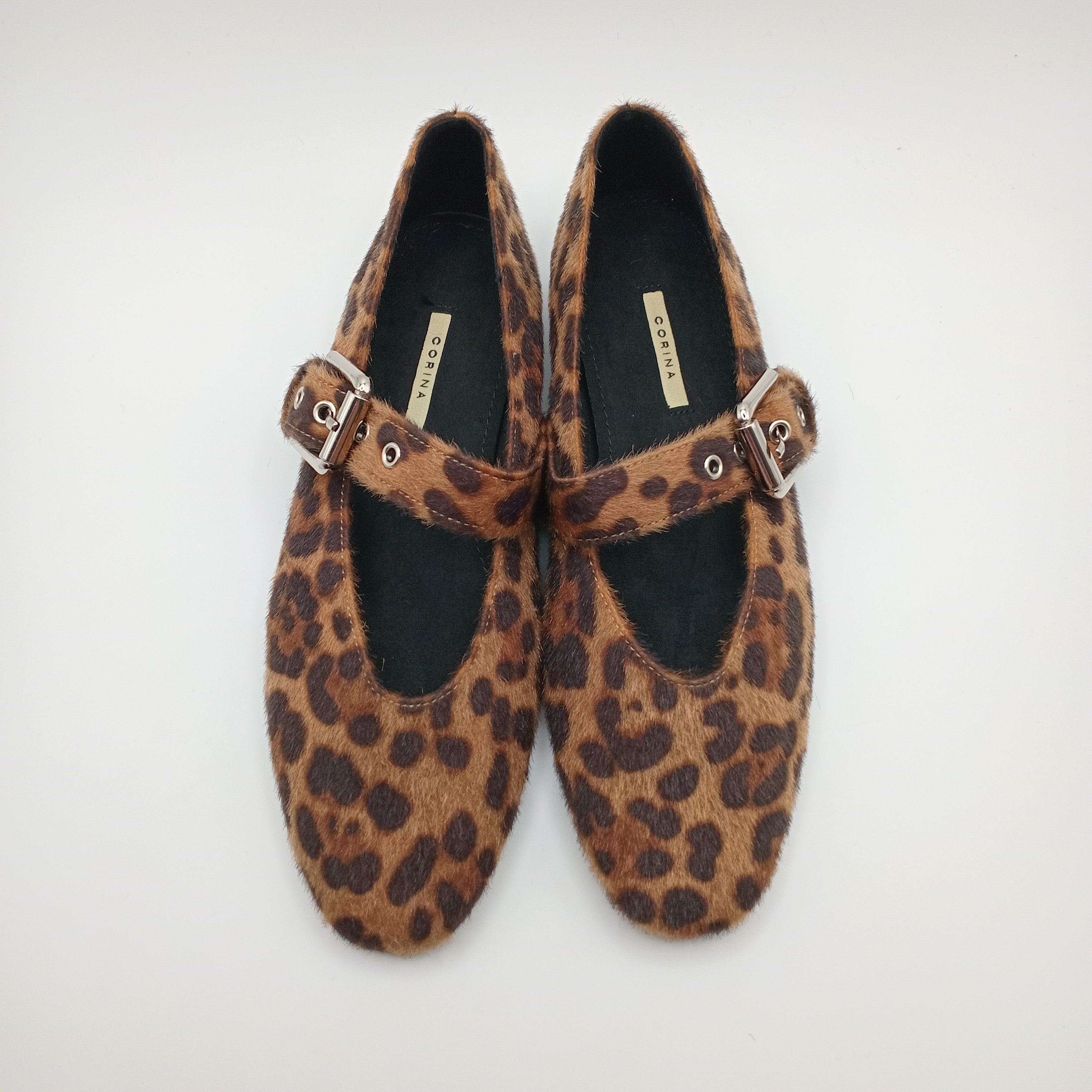 SABRINA MARY JANE CORINA ONÇA CASTANHO FIVELA PRATA ANIMAL PRINT