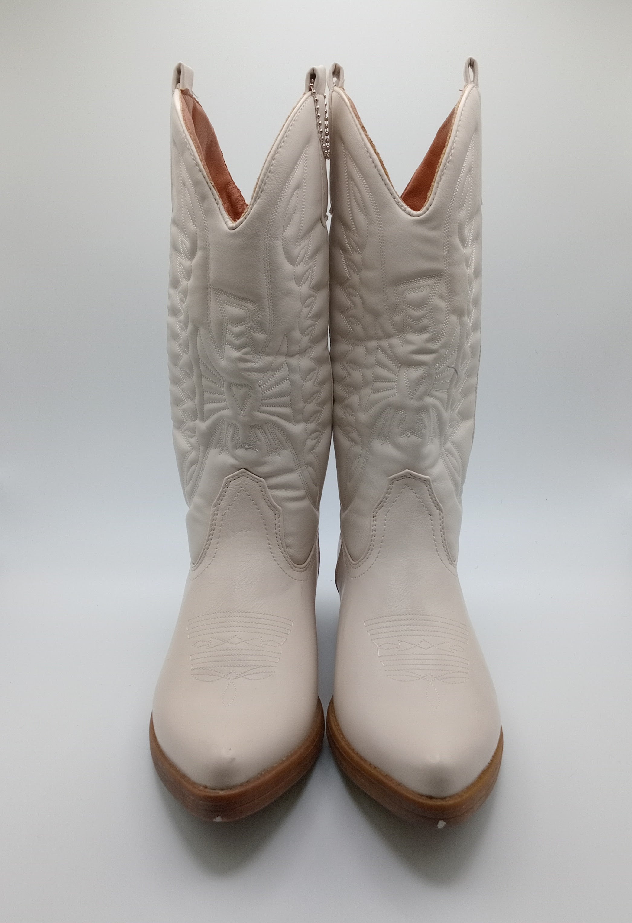 BOTA COWGIRL IDEAL SHOES BRANCO ECO PELE BORDADO BICUDO